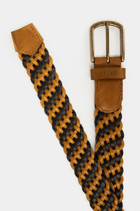Cinturón unifaz de cuero para hombre trenzado Miel | Vélez cuerosvelezco