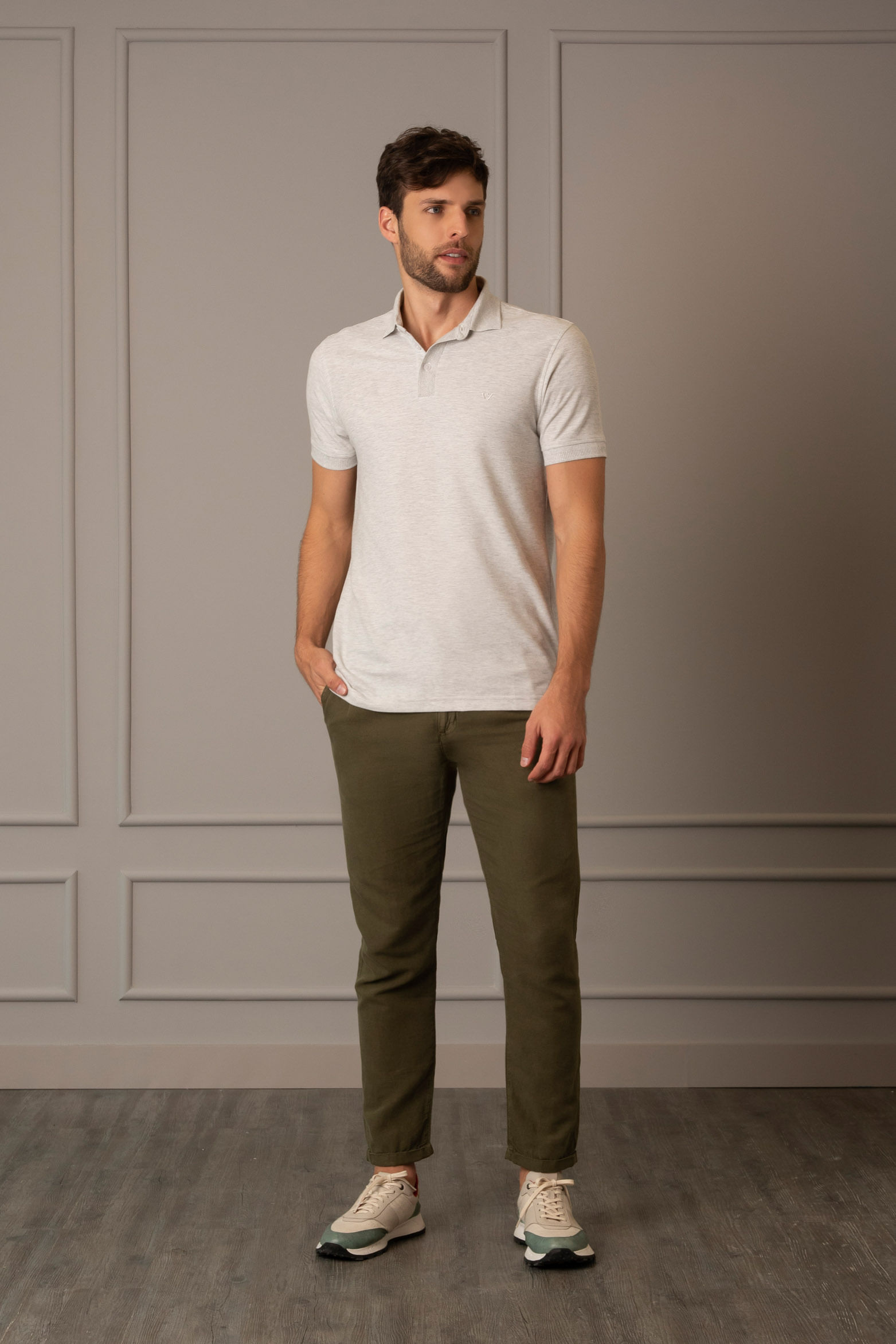 Polo jaspe para hombre semifit Gris