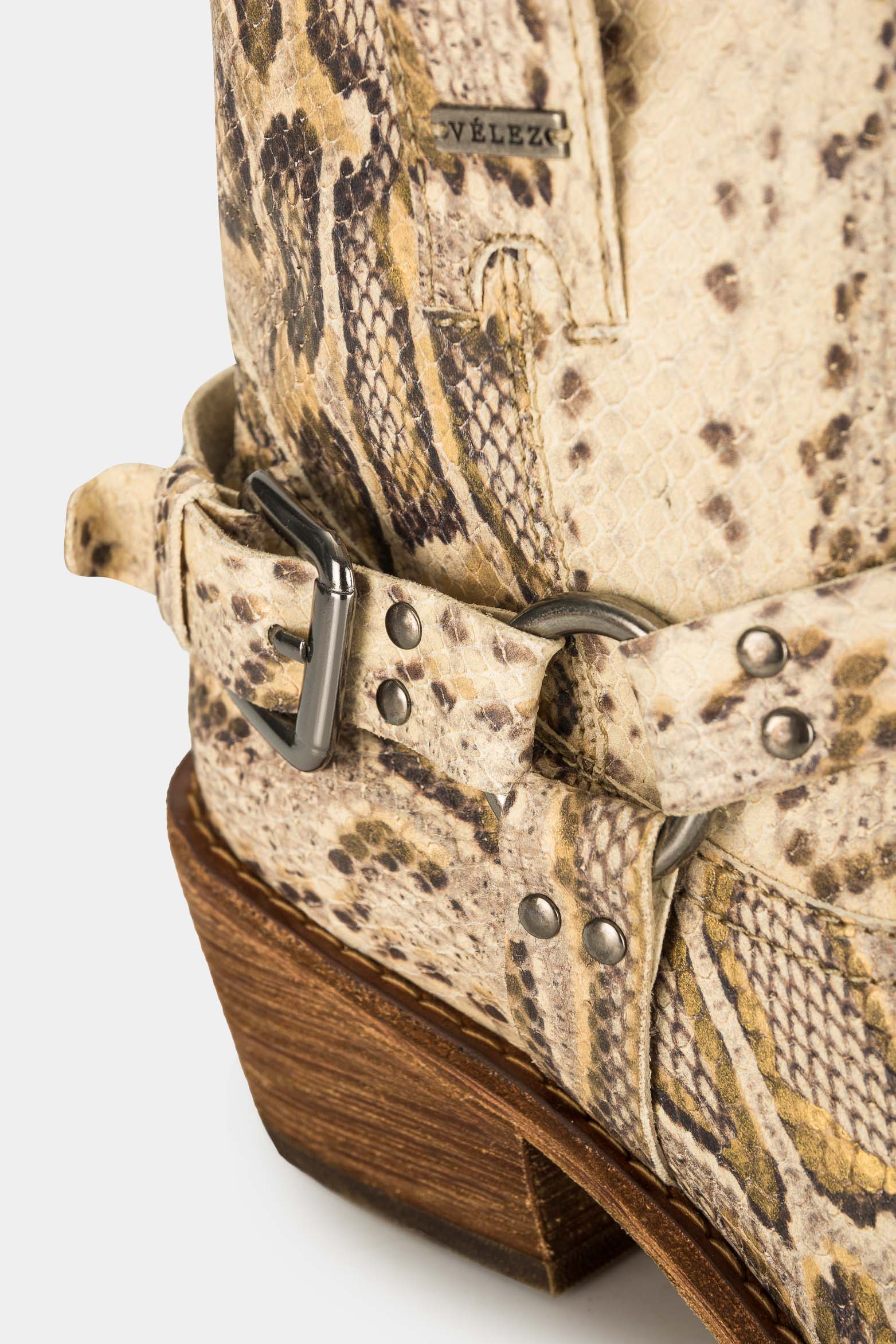 Botines tacón texano de cuero para mujer folia pitón | Vélez ...