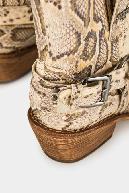 Botines tacón texano de cuero para mujer folia pitón | Vélez ...