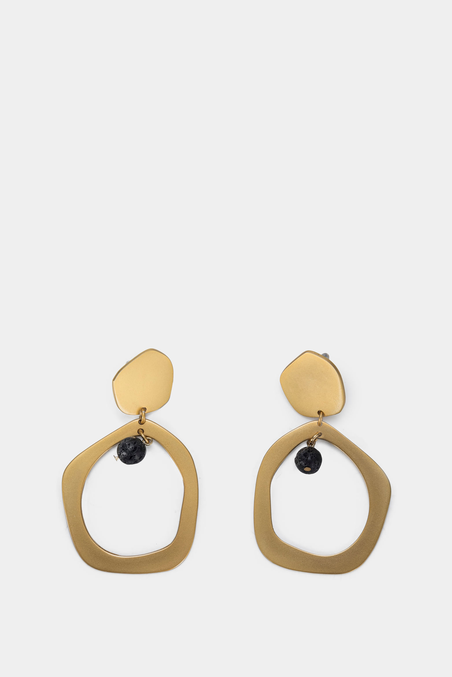 Aretes rubí de metal para mujer piedra volcánica