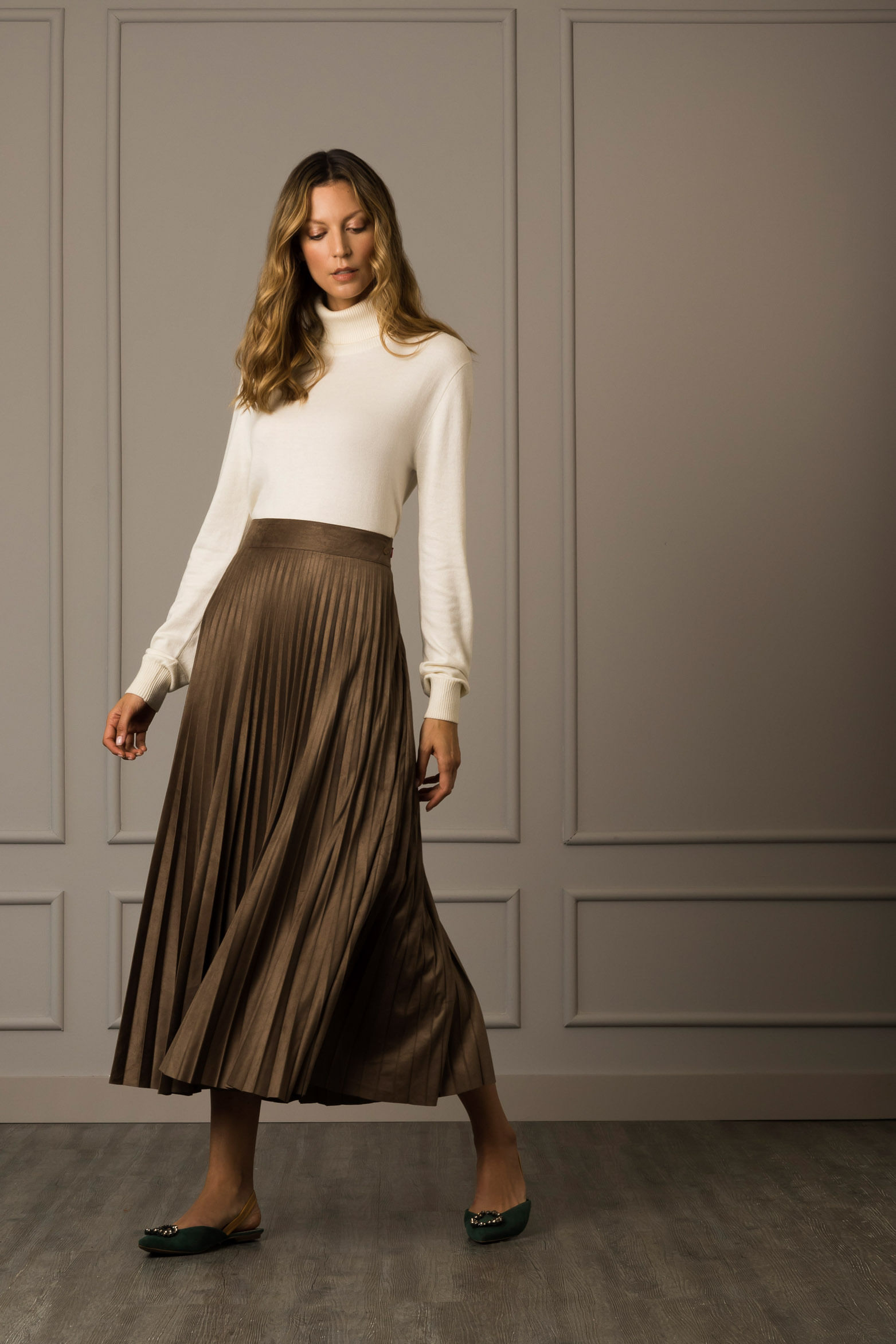Falda plisada alma para mujer tejido de punto