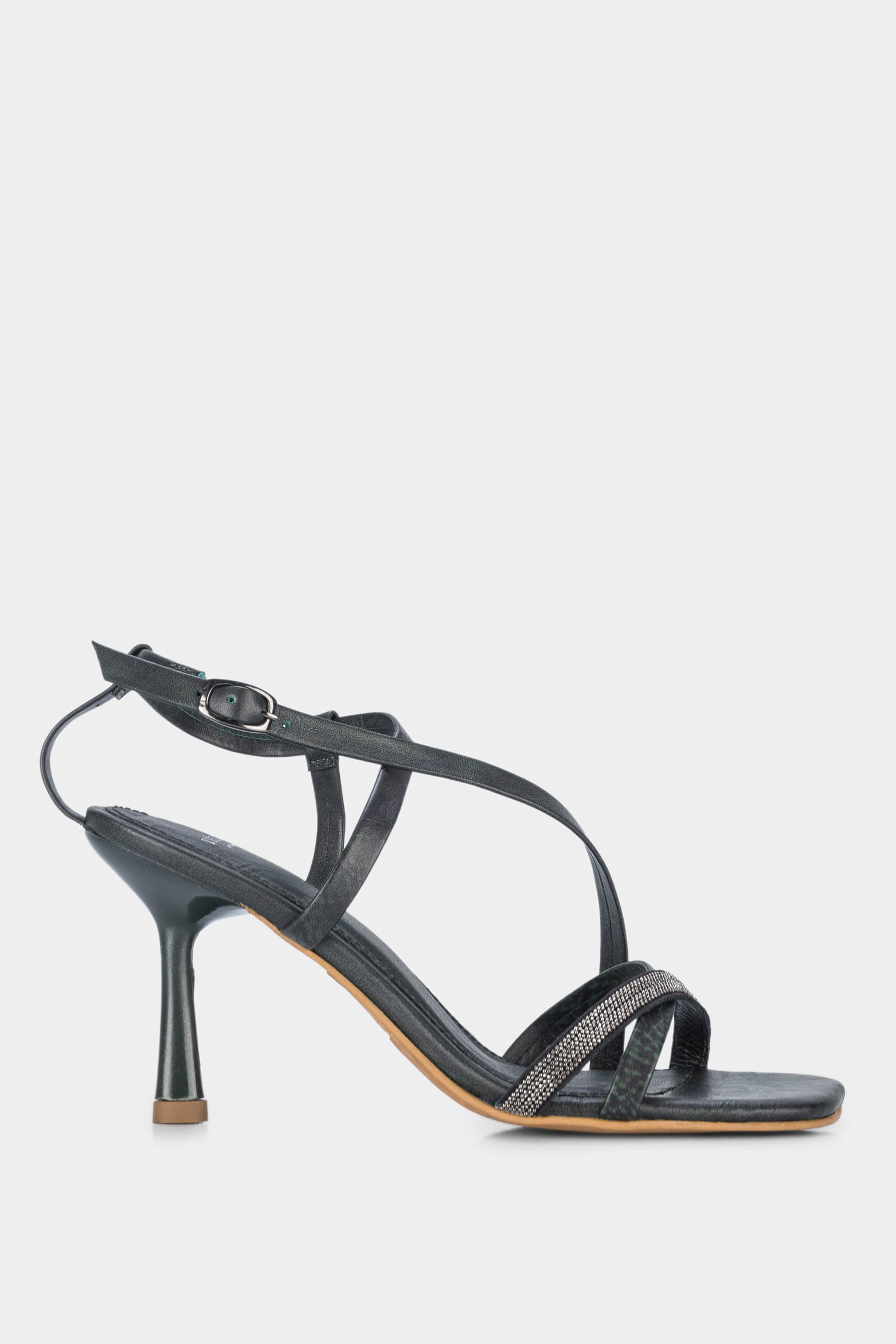 Sandalias tacón Figi de cuero para mujer aplique millaré