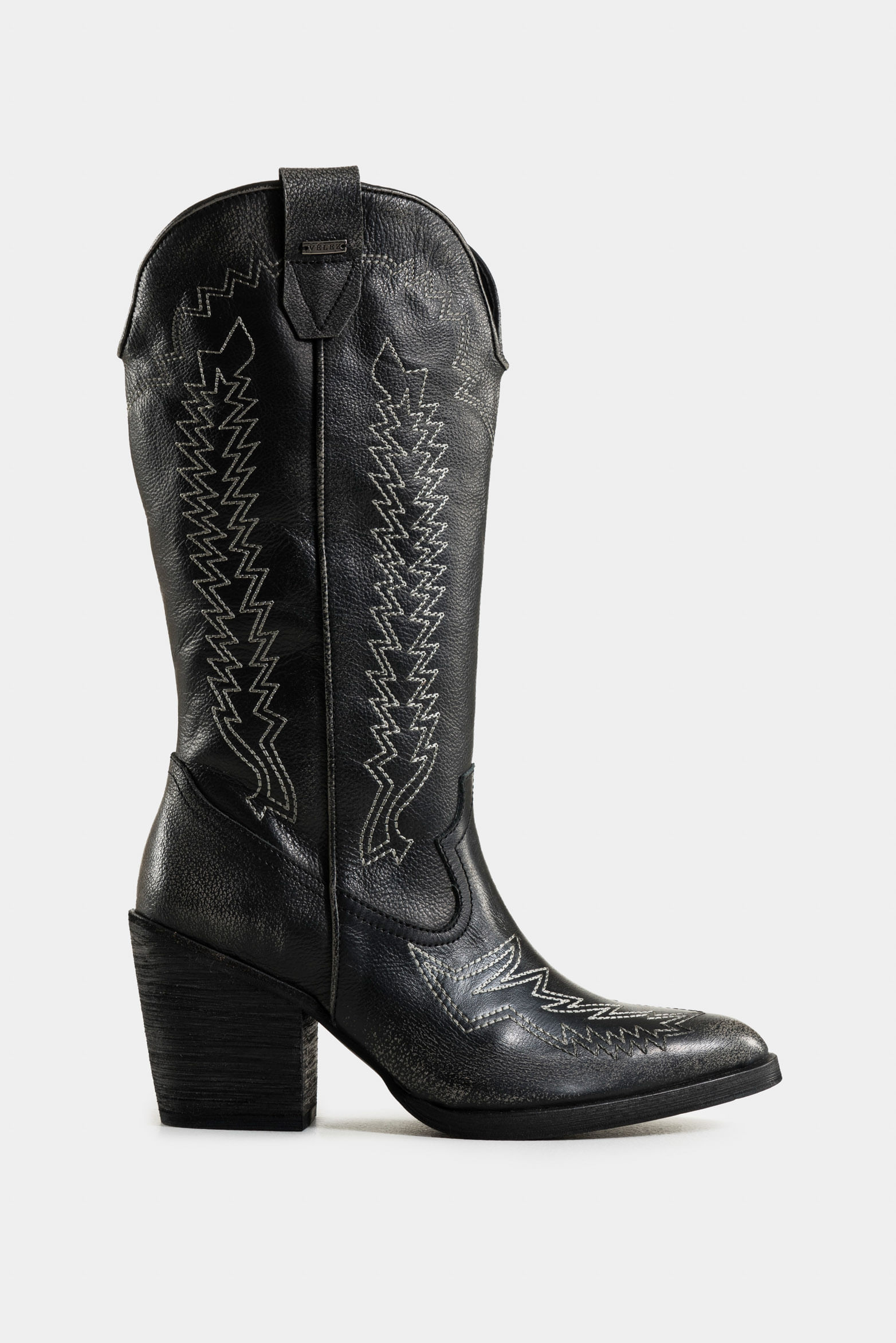 Botas texanas riveros de cuero para mujer bordado decorativo