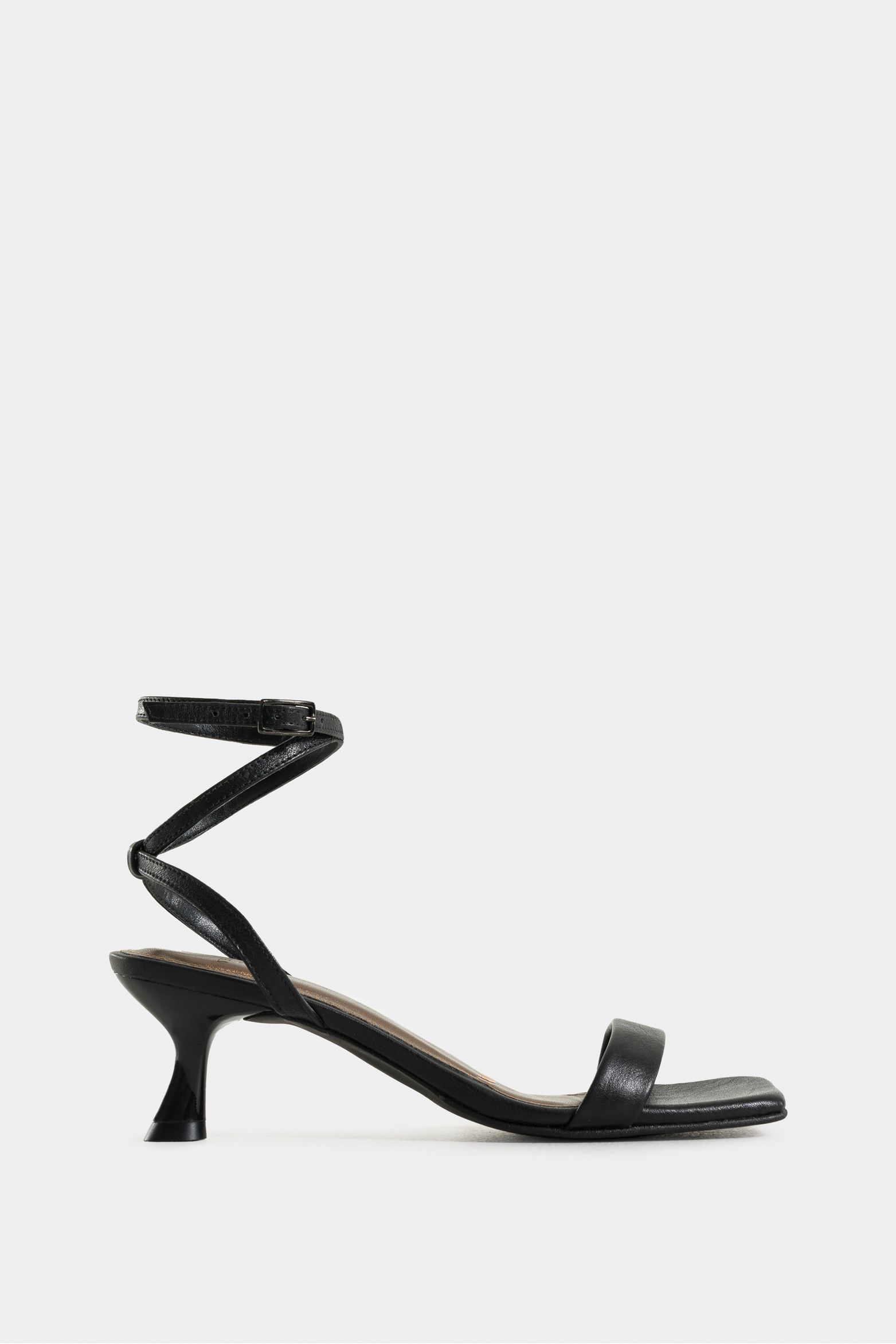 Sandalias tacón heres de cuero suave para mujer punta cuadrada