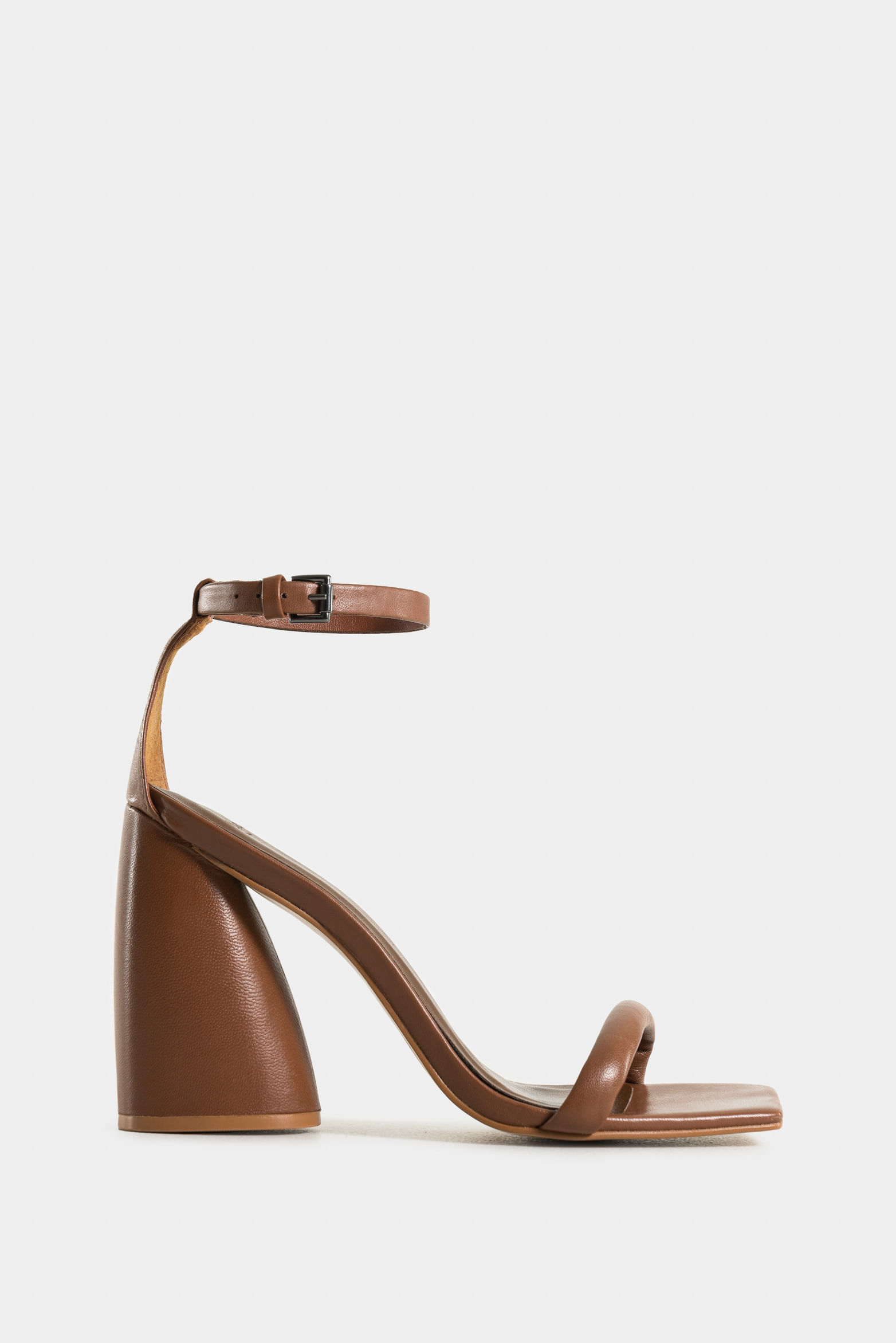 Sandalias tacón uyuni de cuero para mujer strap abullonada