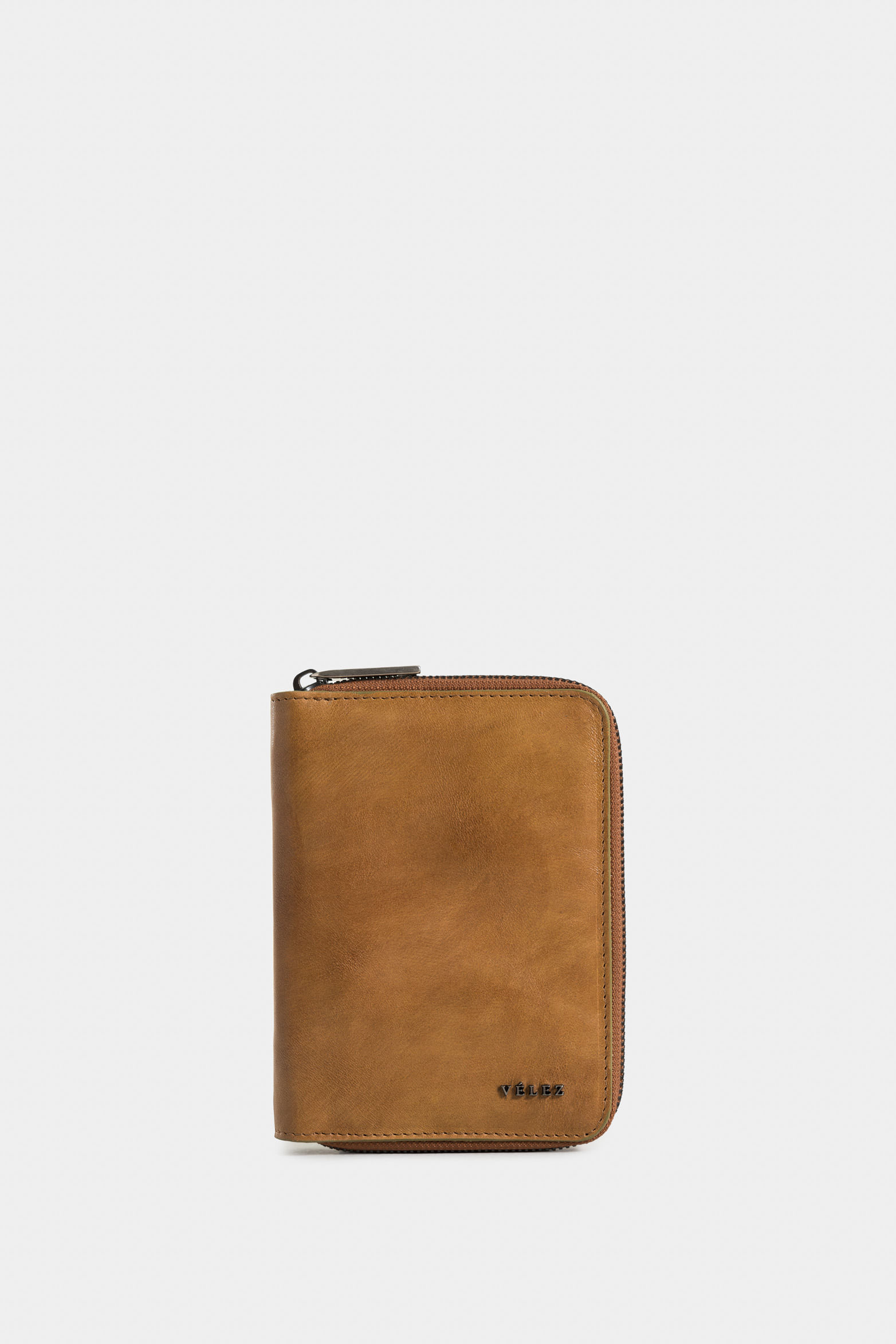 Porta pasaporte diamante de cuero para mujer con cremallera