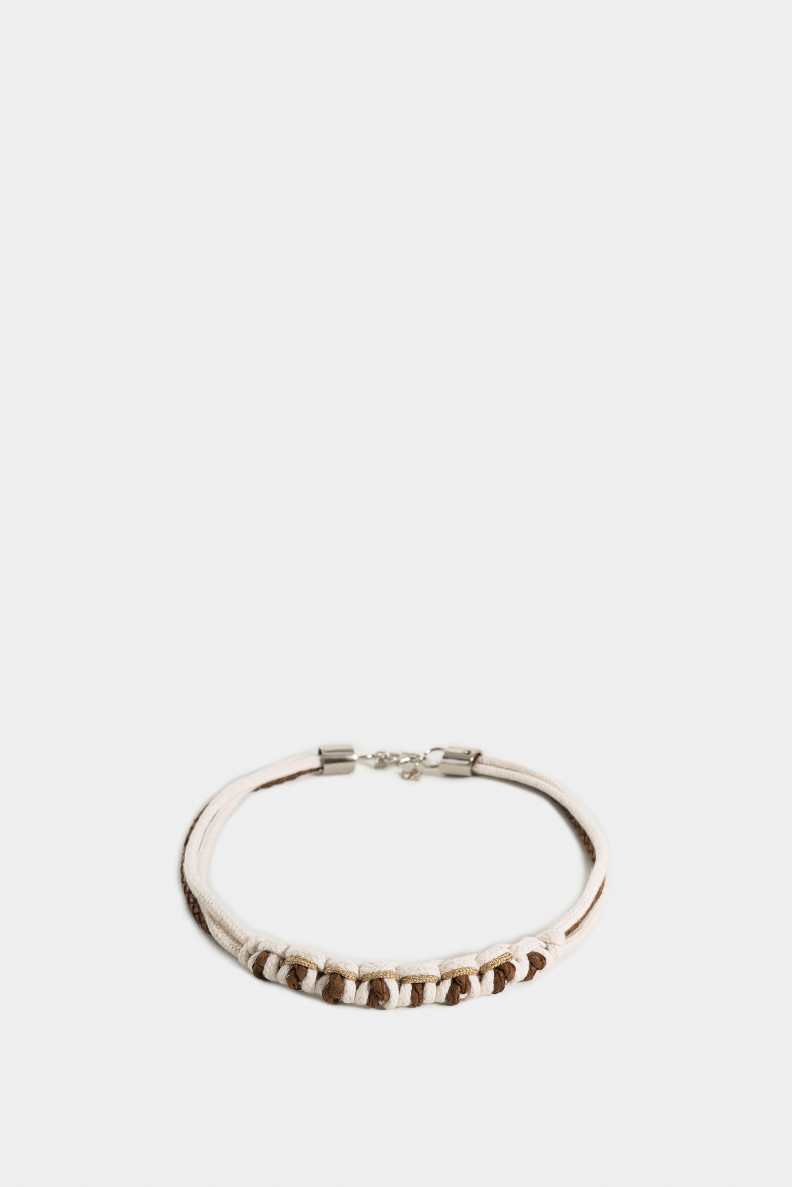 Collar malaquita de cuero y algodón para mujer trenzado