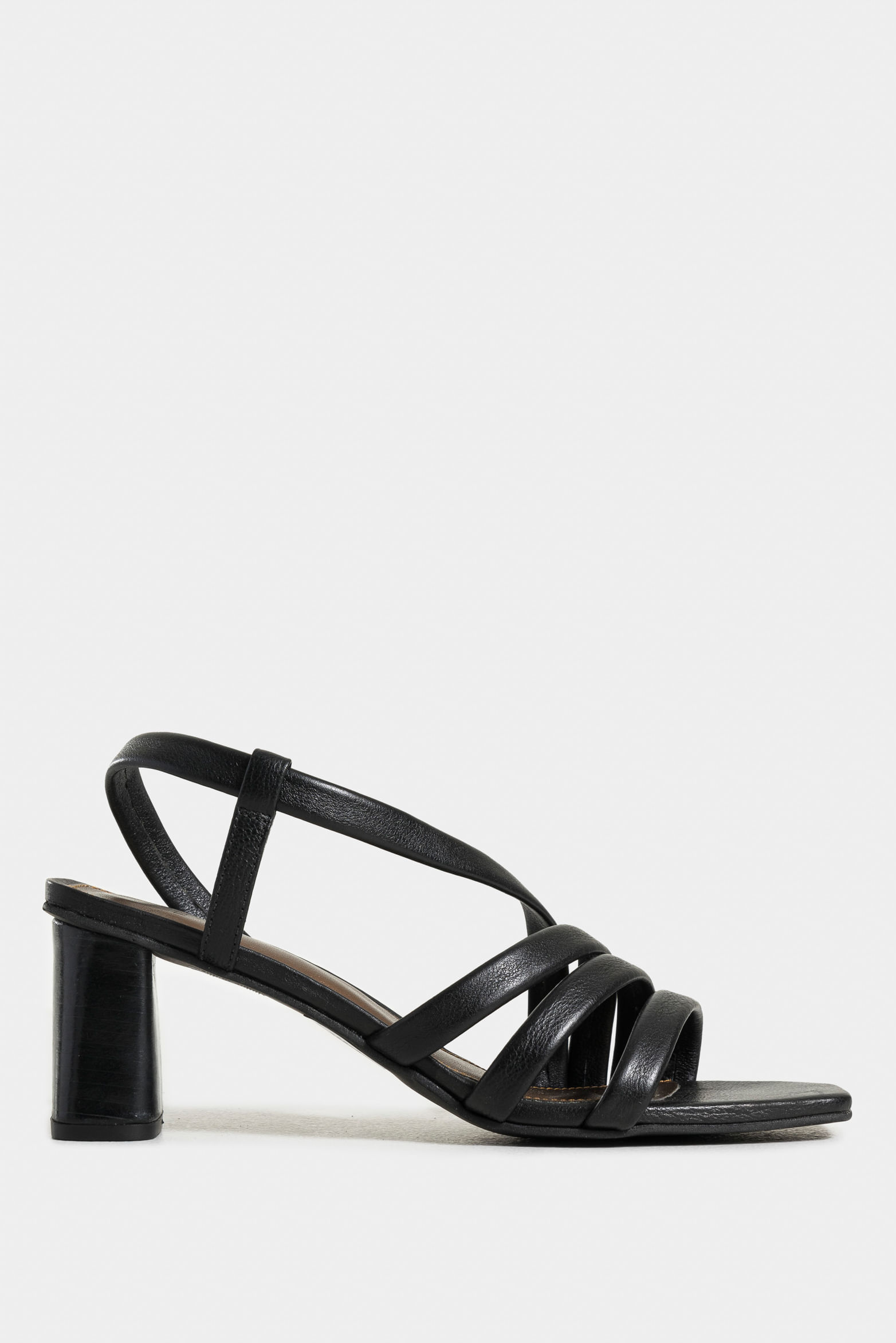 Sandalia tacón gobi de cuero liso para mujer straps