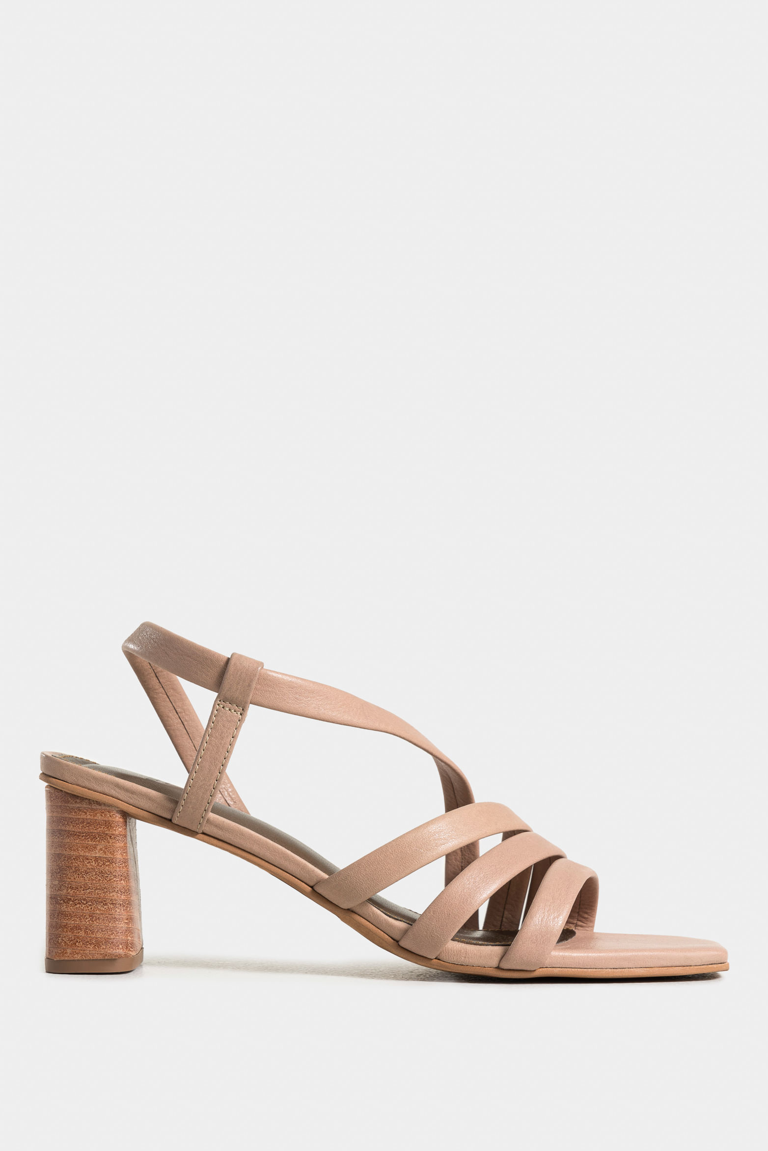 Sandalia tacón gobi de cuero liso para mujer straps