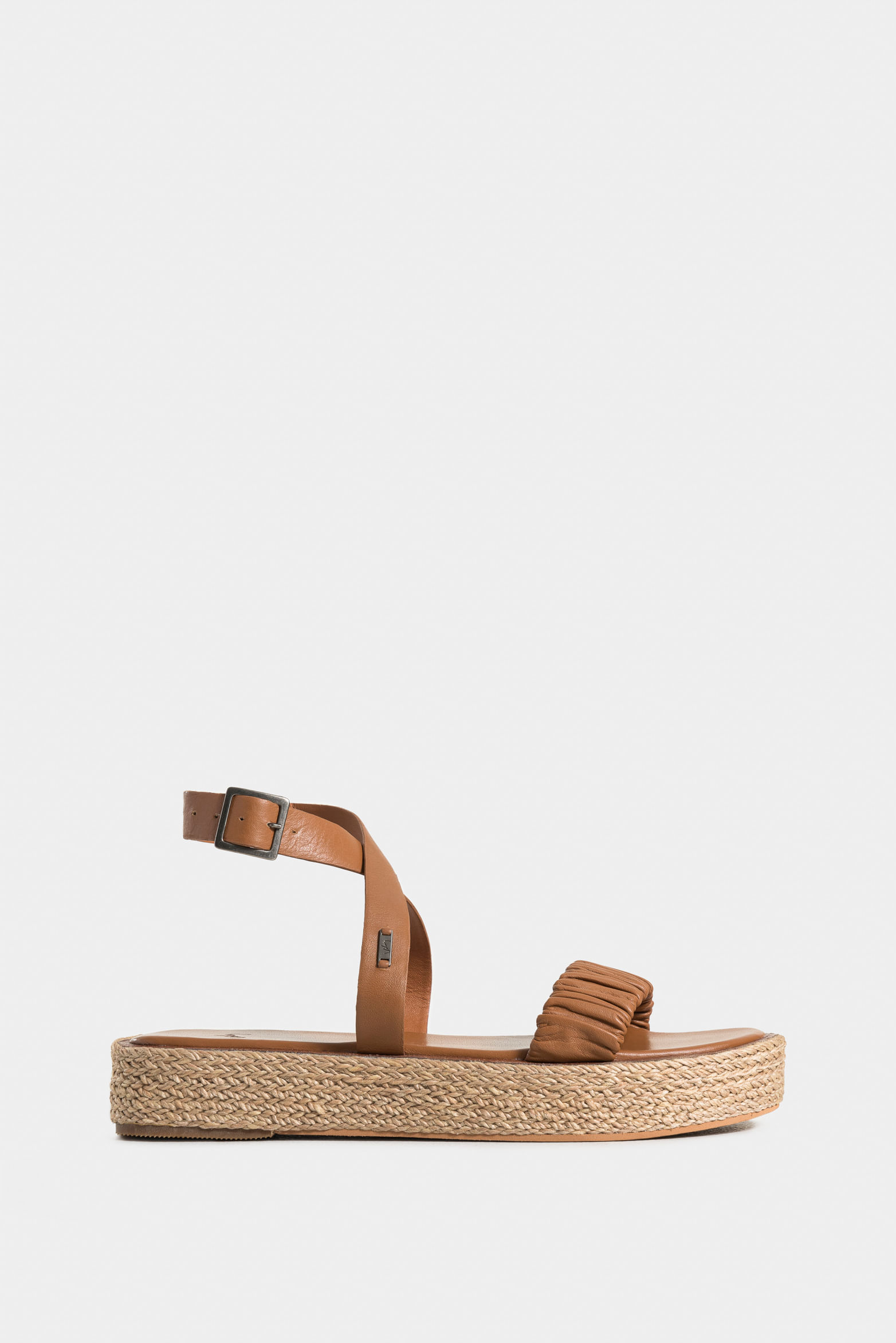 Sandalia plataforma escarlata de cuero para mujer ajuste al tobillo