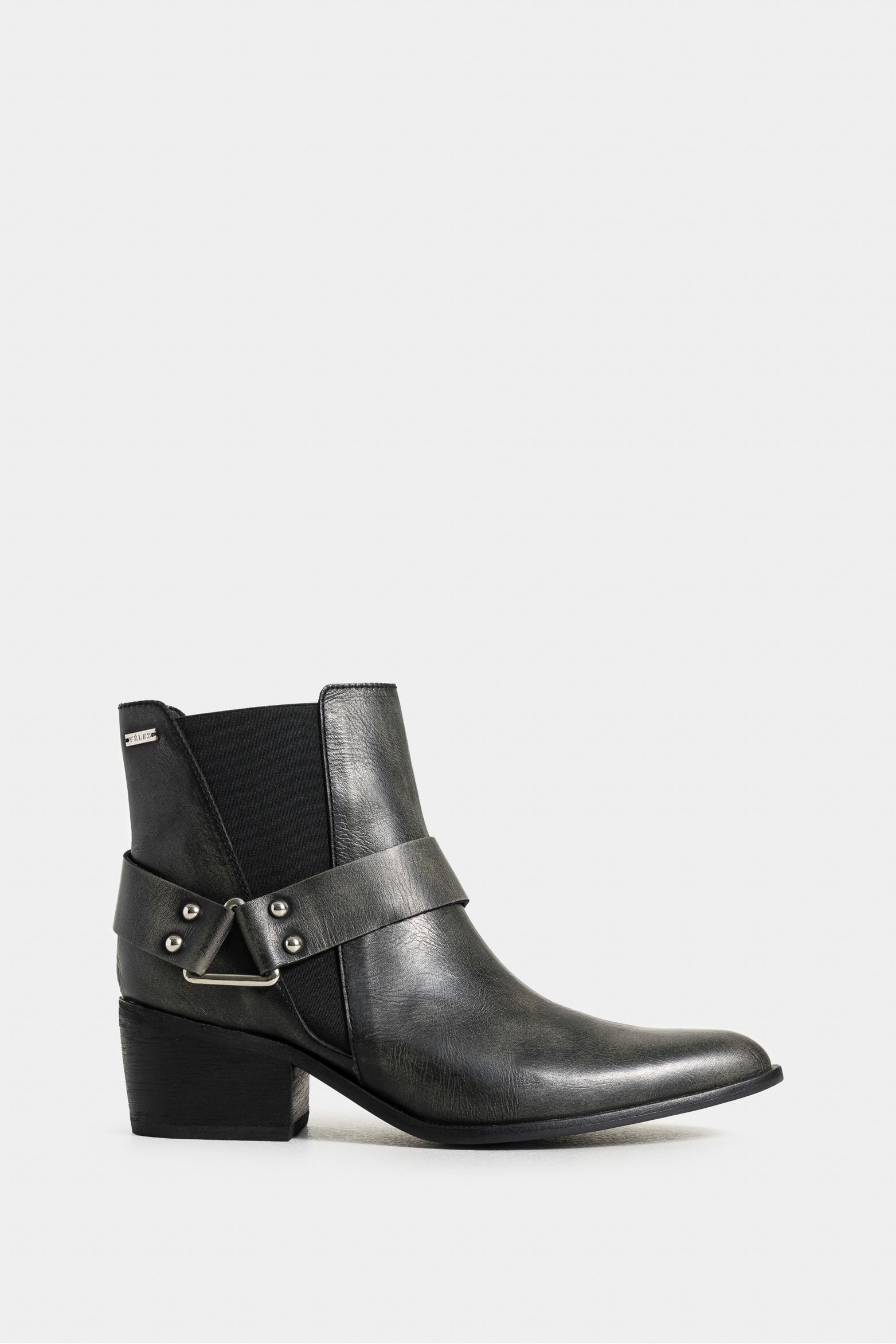 Botines cicuta de cuero brush off para mujer estribo triangular