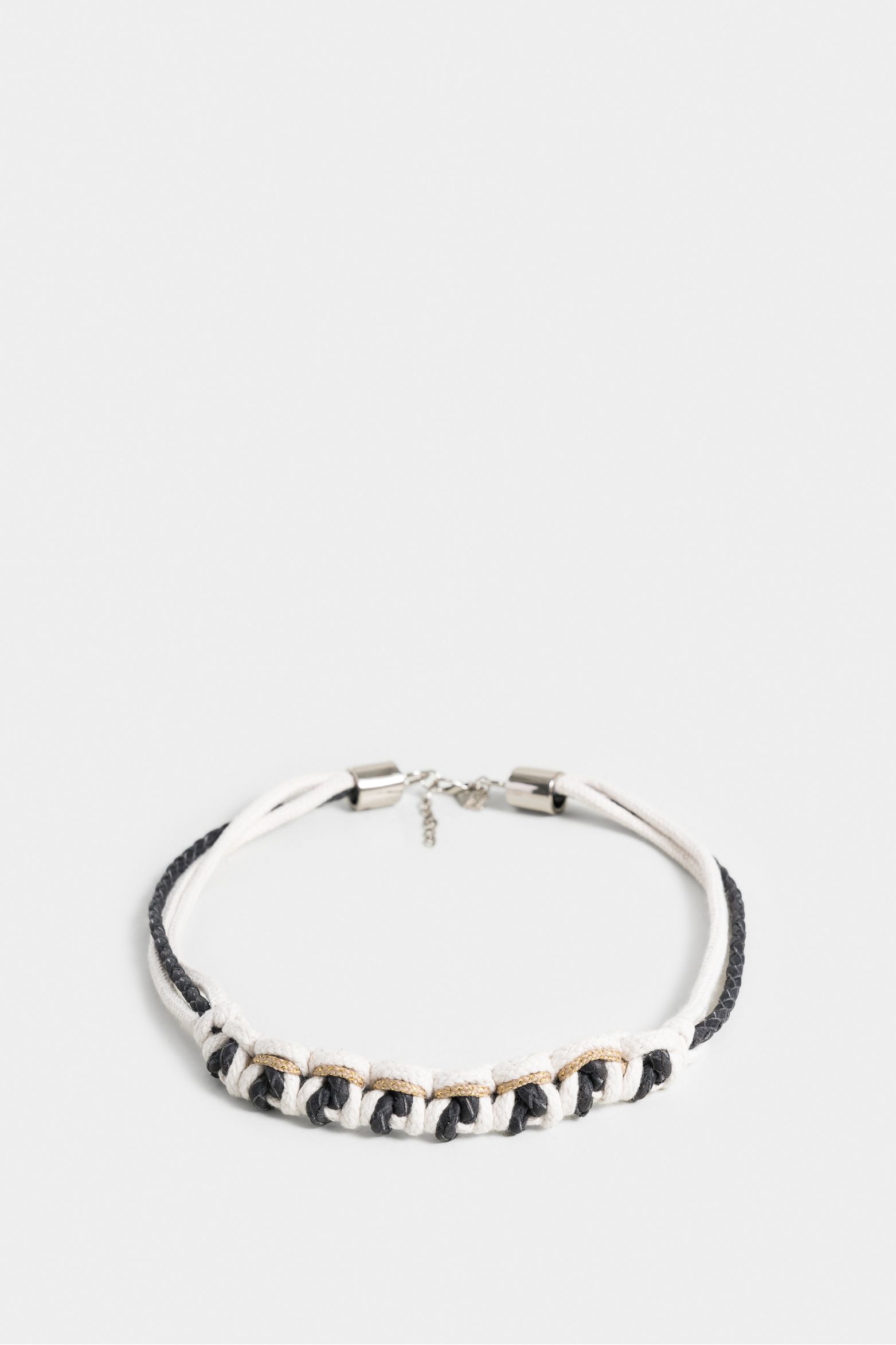 Collar malaquita de cuero y algodón para mujer trenzado