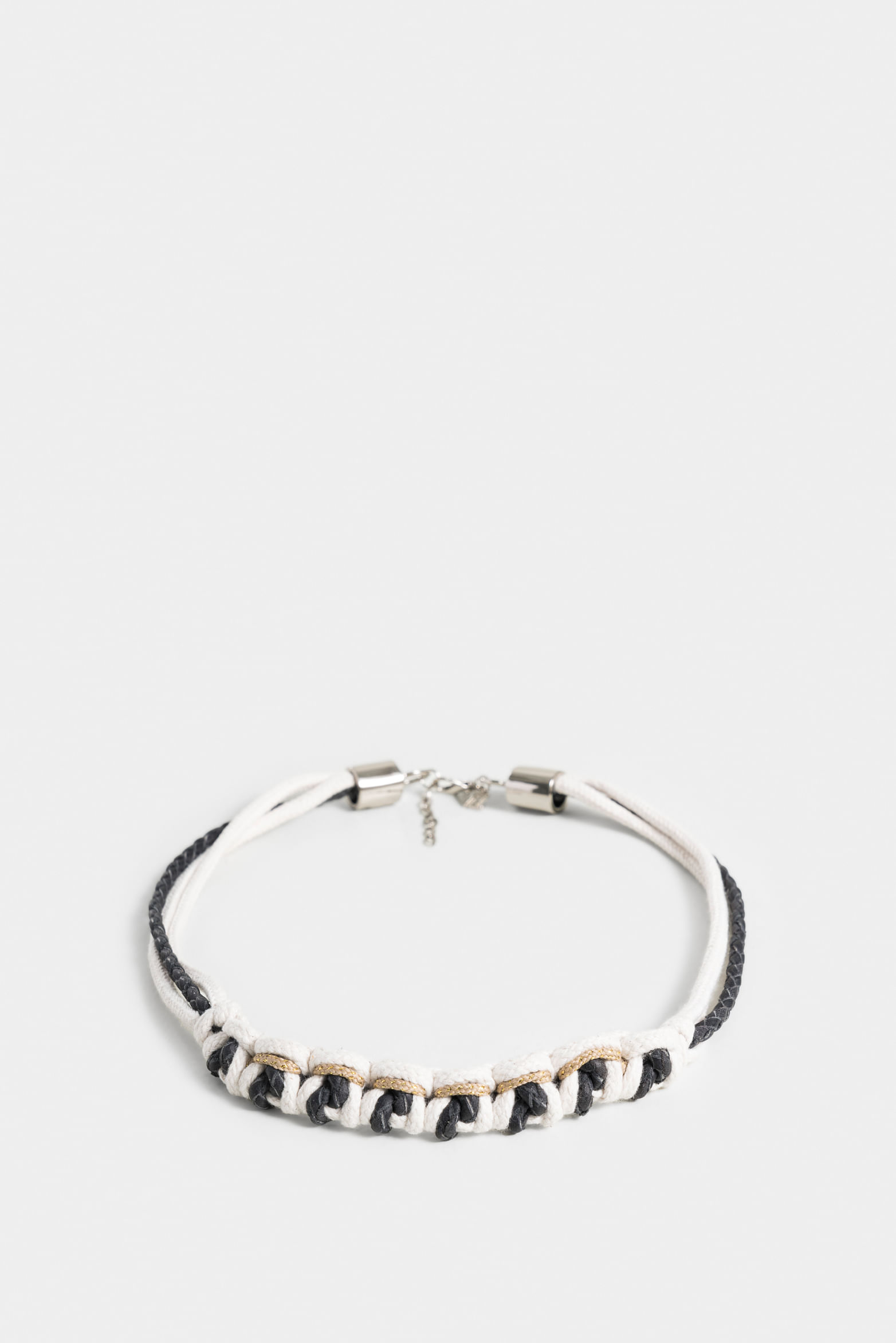 Collar malaquita de cuero y algodón para mujer trenzado