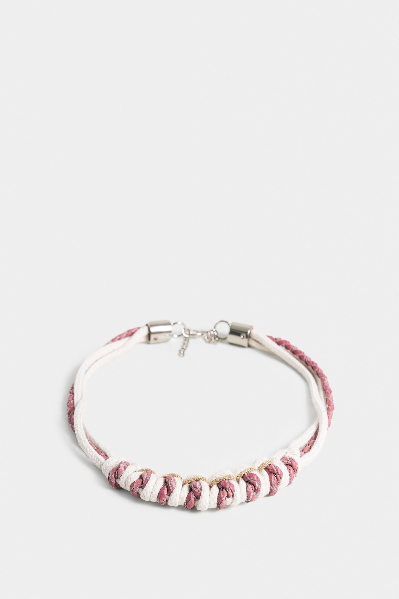 Collar malaquita de cuero y algodón para mujer trenzado