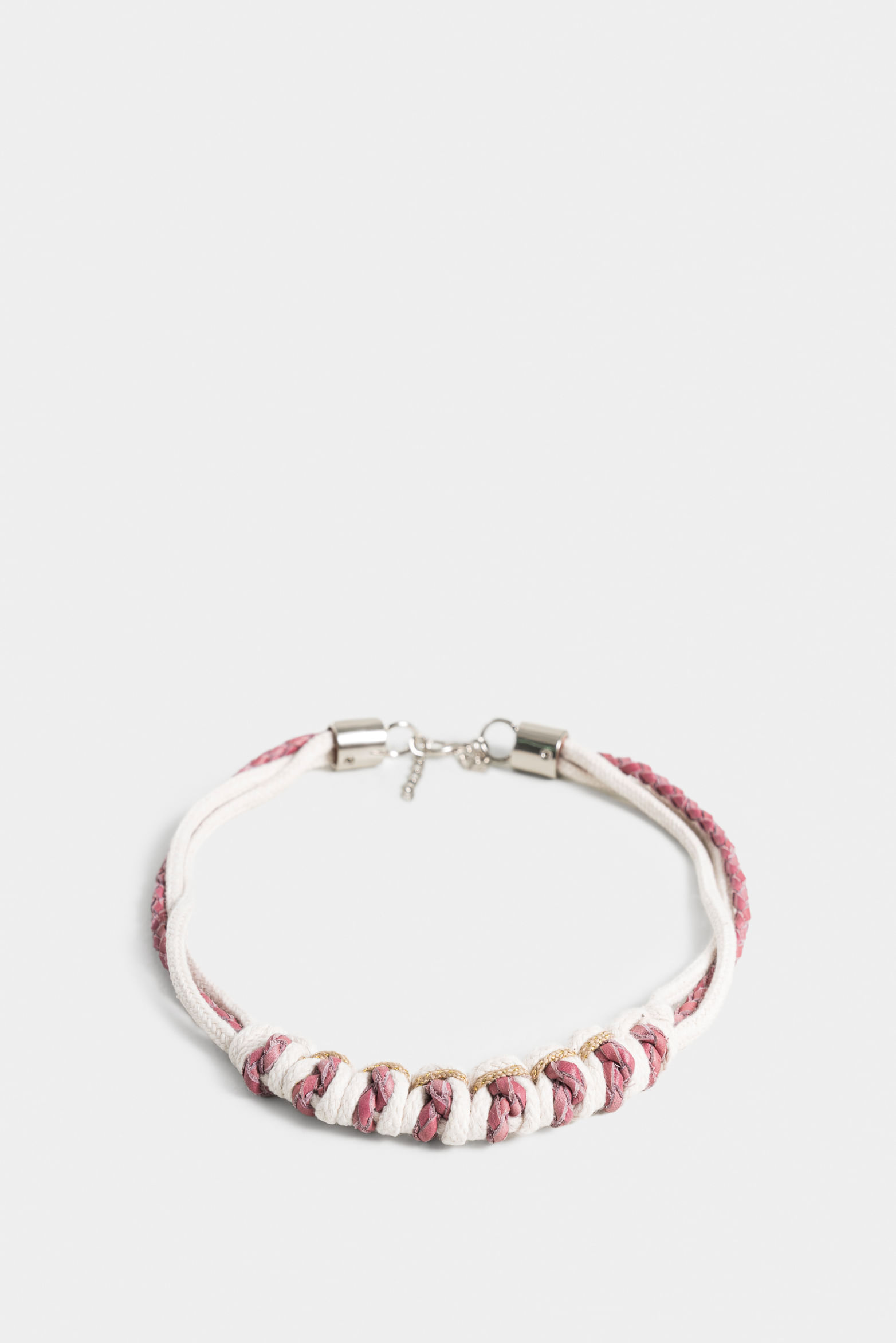 Collar malaquita de cuero y algodón para mujer trenzado