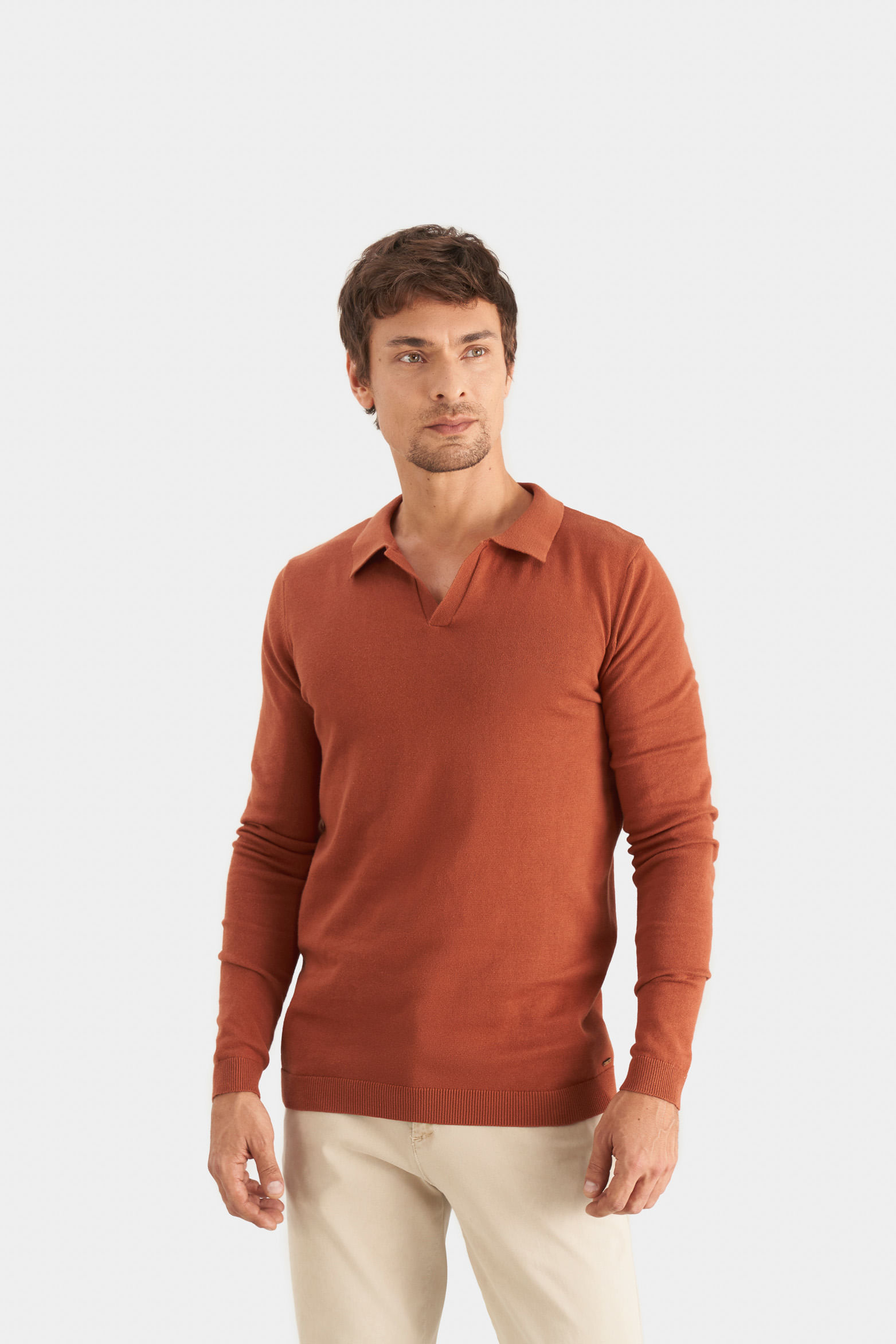 Polo manga larga pyxis tejida para hombre