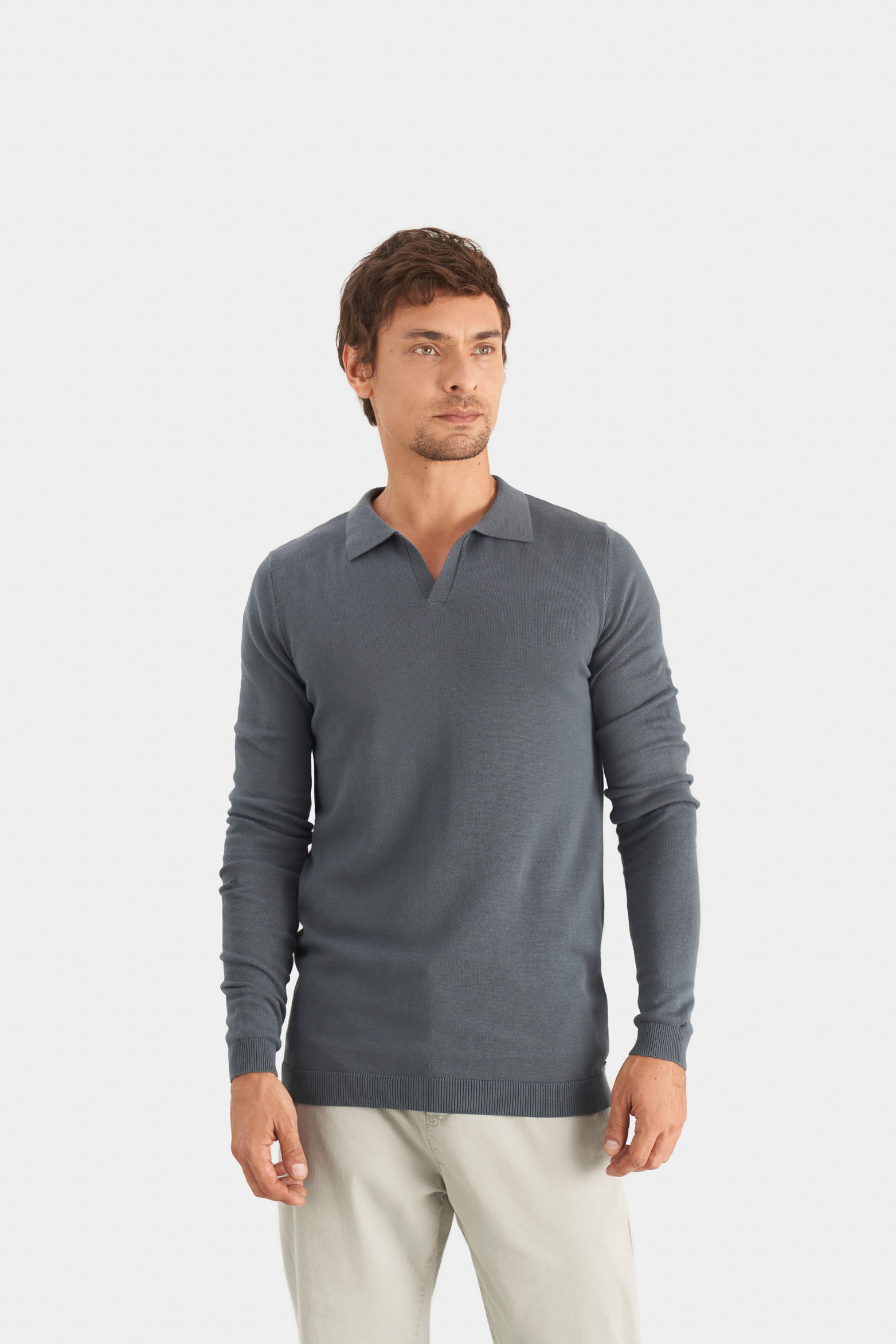 Polo manga larga pyxis tejida para hombre