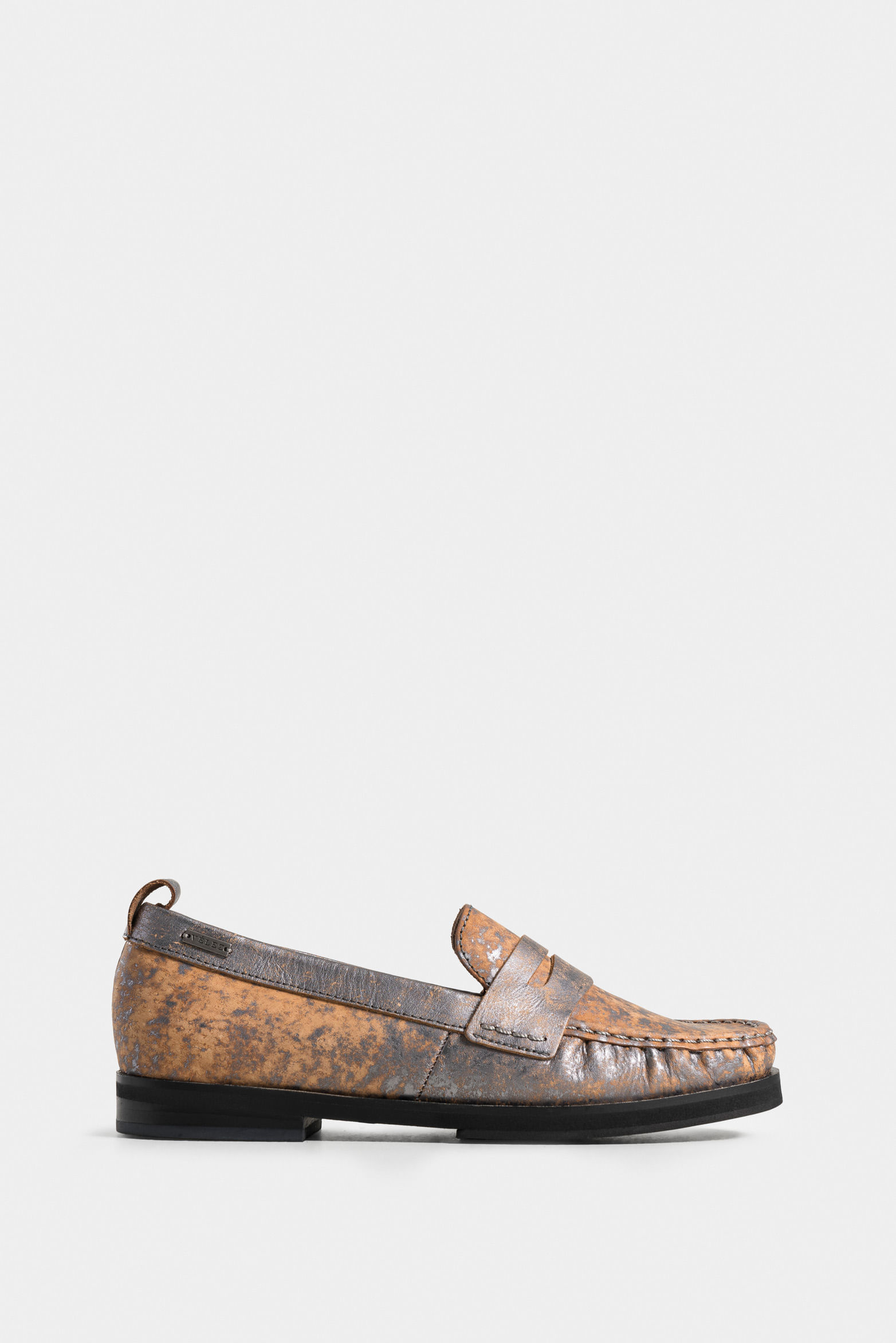 Mocasines lucerna de cuero para mujer mini tacón