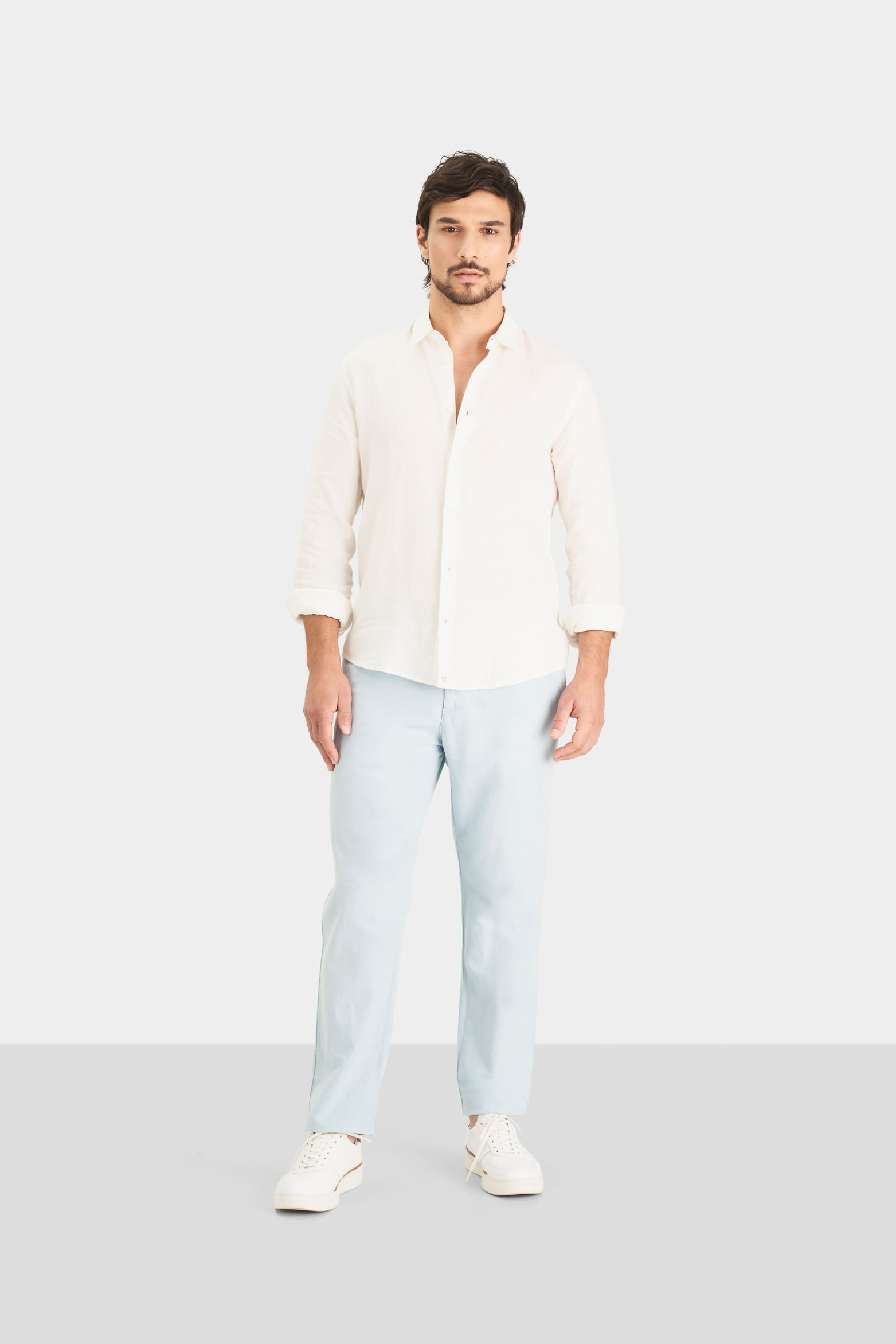 Pantalón chino regular fit de lino para hombre casual