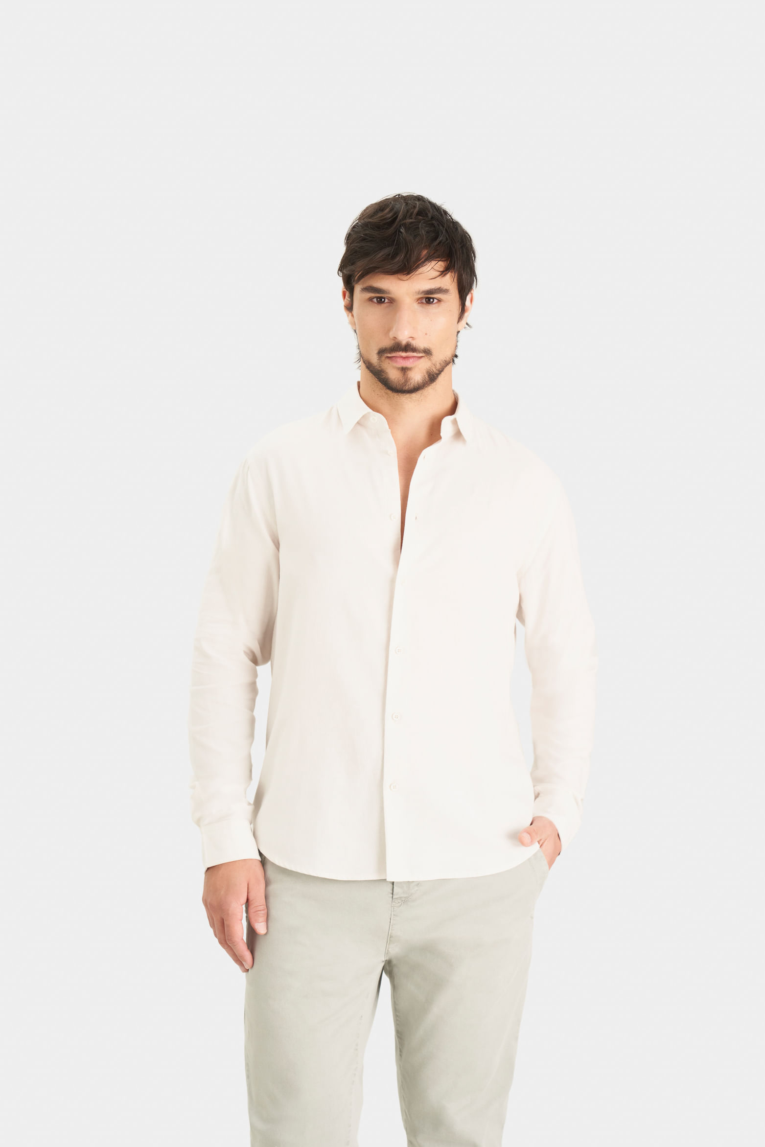 Camisa oxford manga larga calagua para hombre semifitted