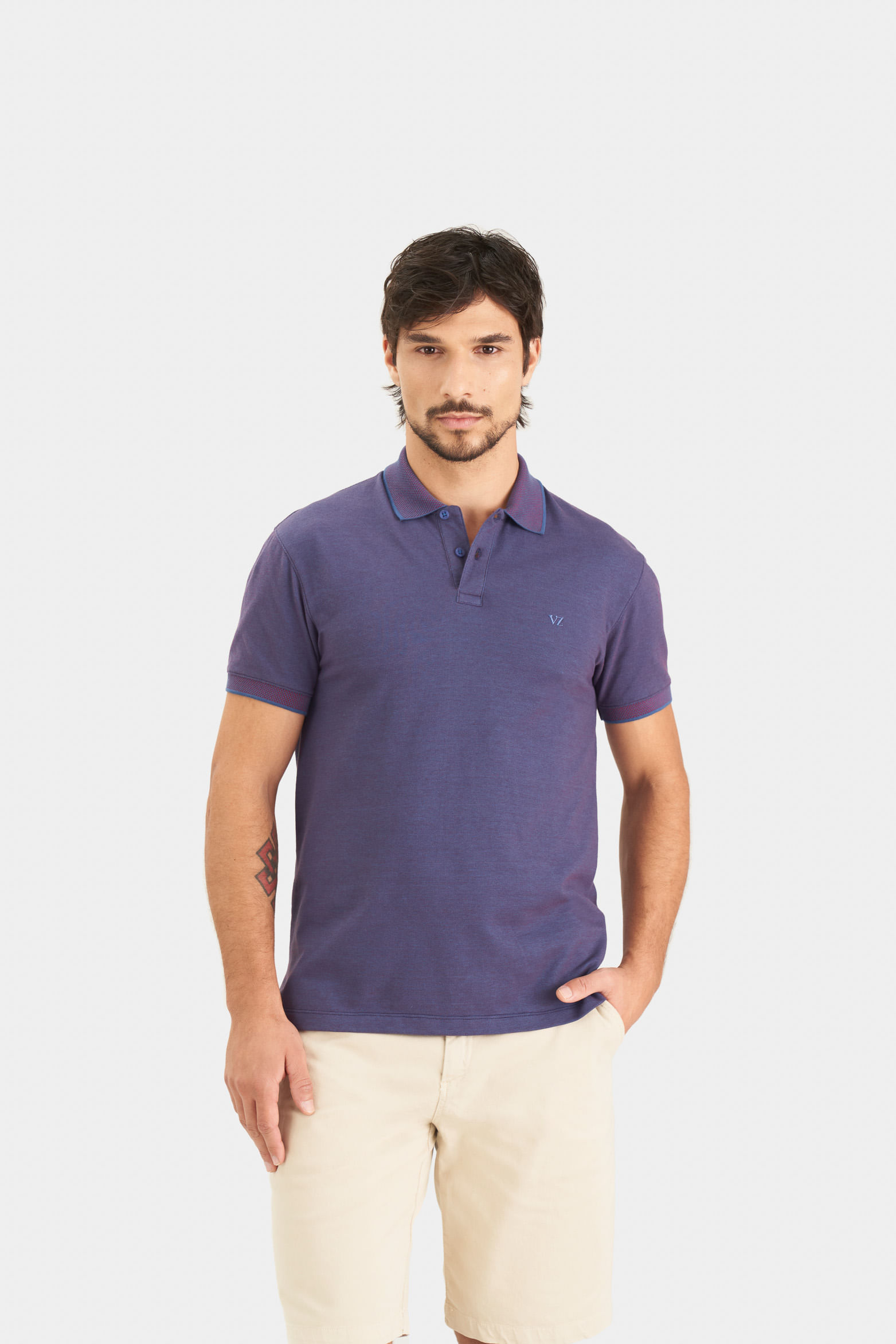 Polo poniente en pique de algodón para hombre semifitted