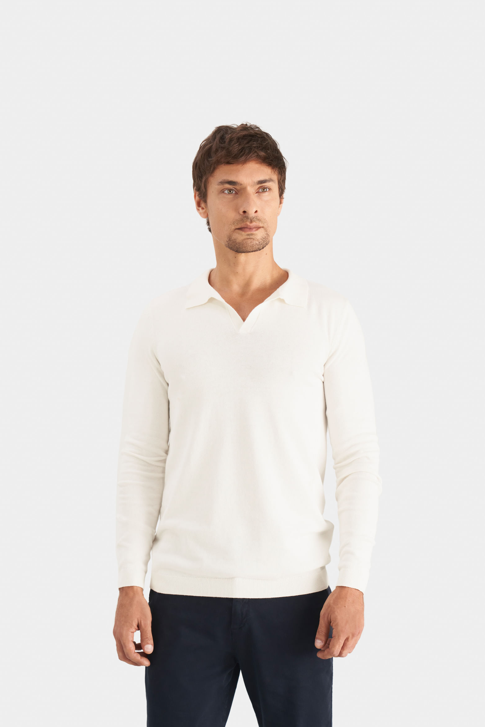 Polo manga larga pyxis tejida para hombre