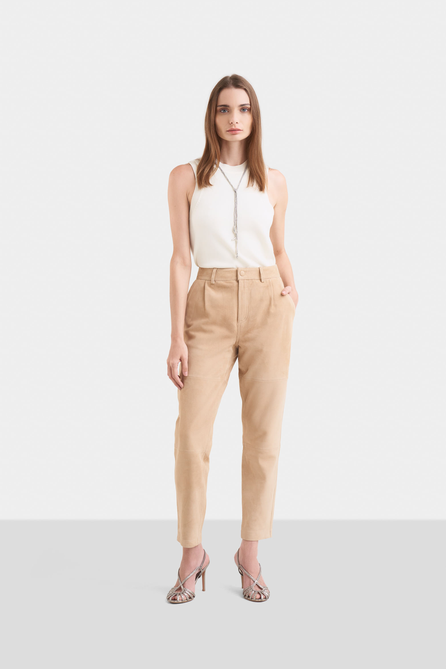 Pantalón baggy en gamuza para mujer fit holgado