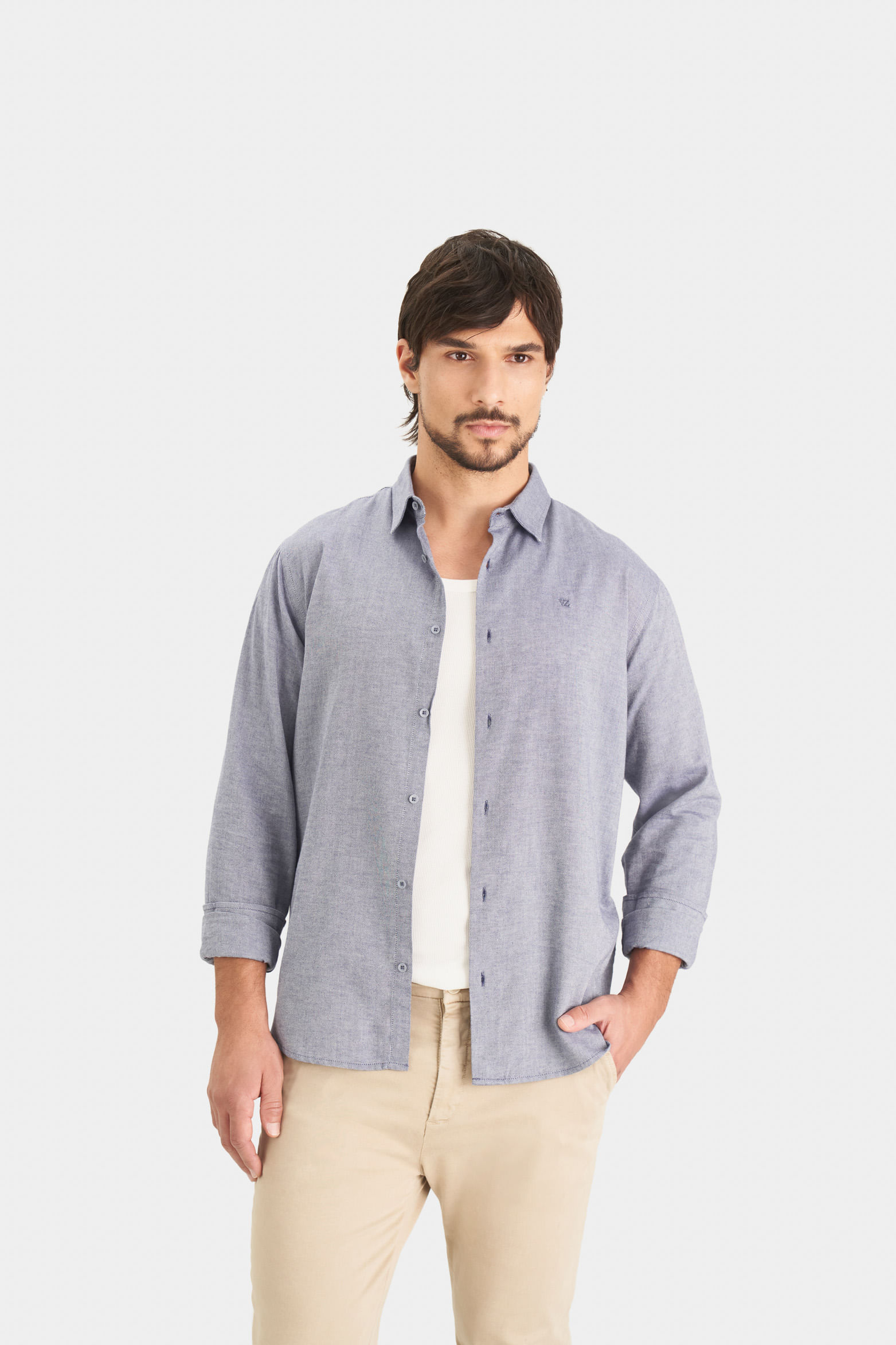 Camisa oxford manga larga calagua para hombre semifitted