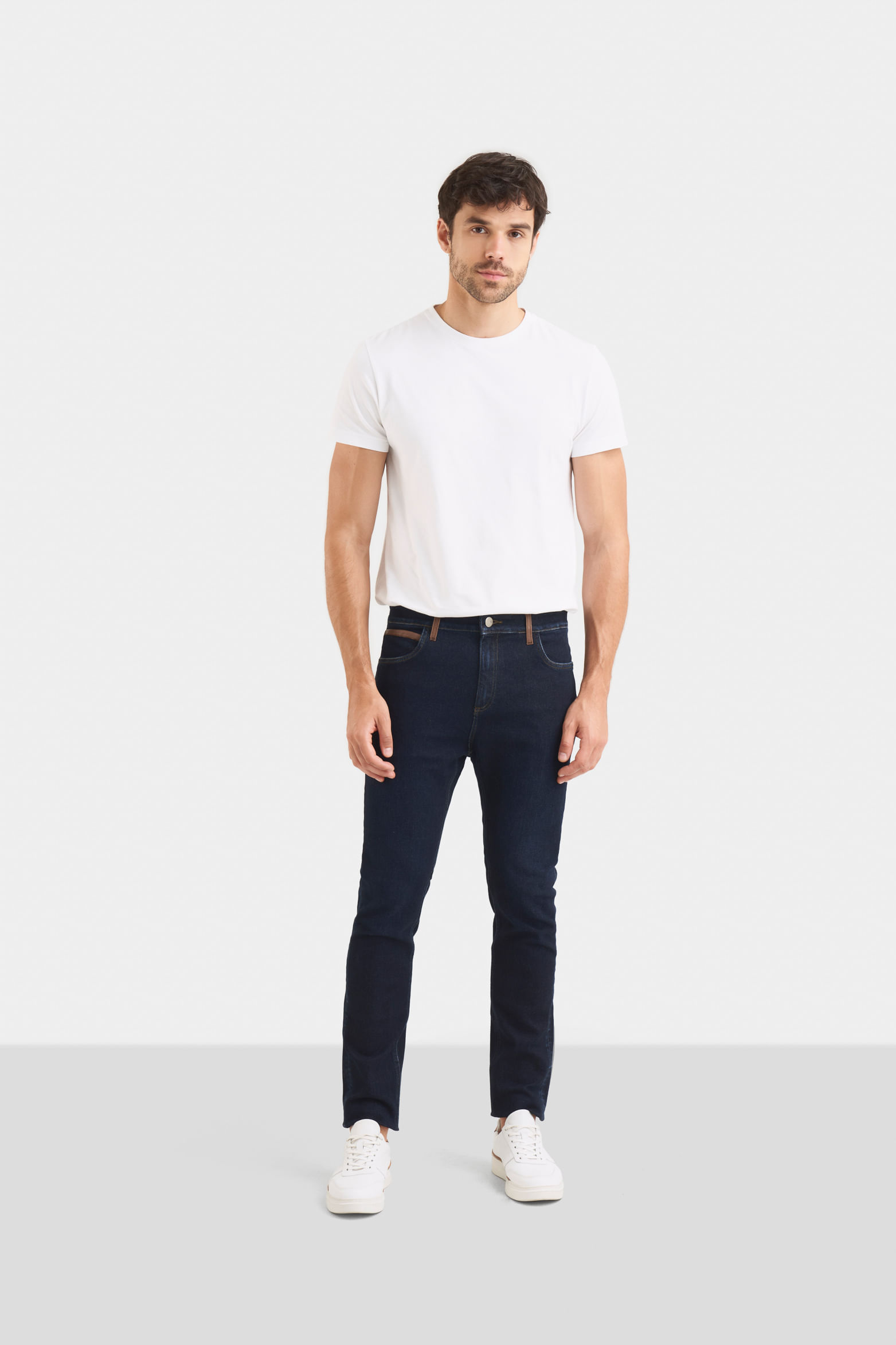Jean hori blue denim para hombre pasadores en cuero