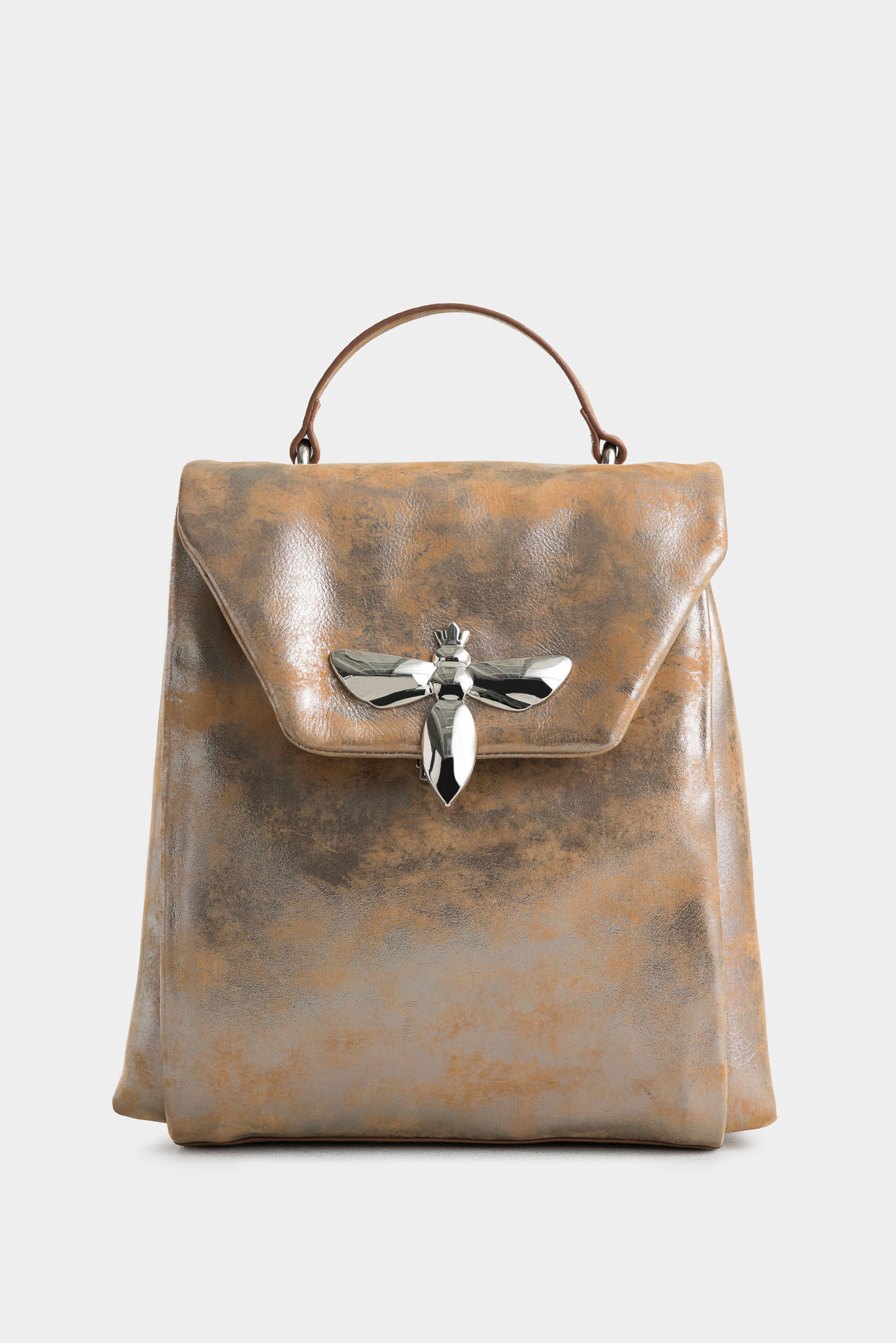 Morral thalia de cuero folia para mujer silueta hexagonal