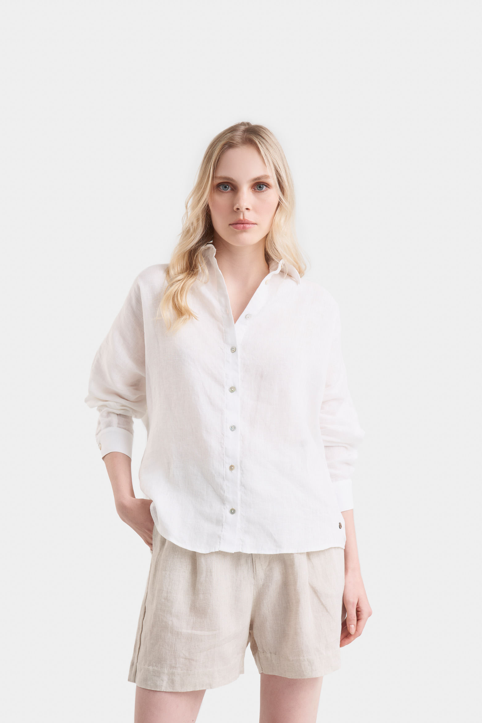 Camisa manga larga peonia para mujer