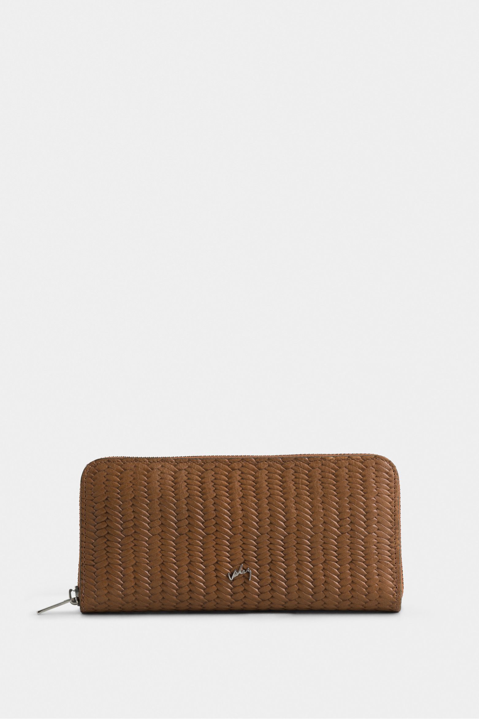 Porta chequera tulia de cuero para mujer grabado canasta