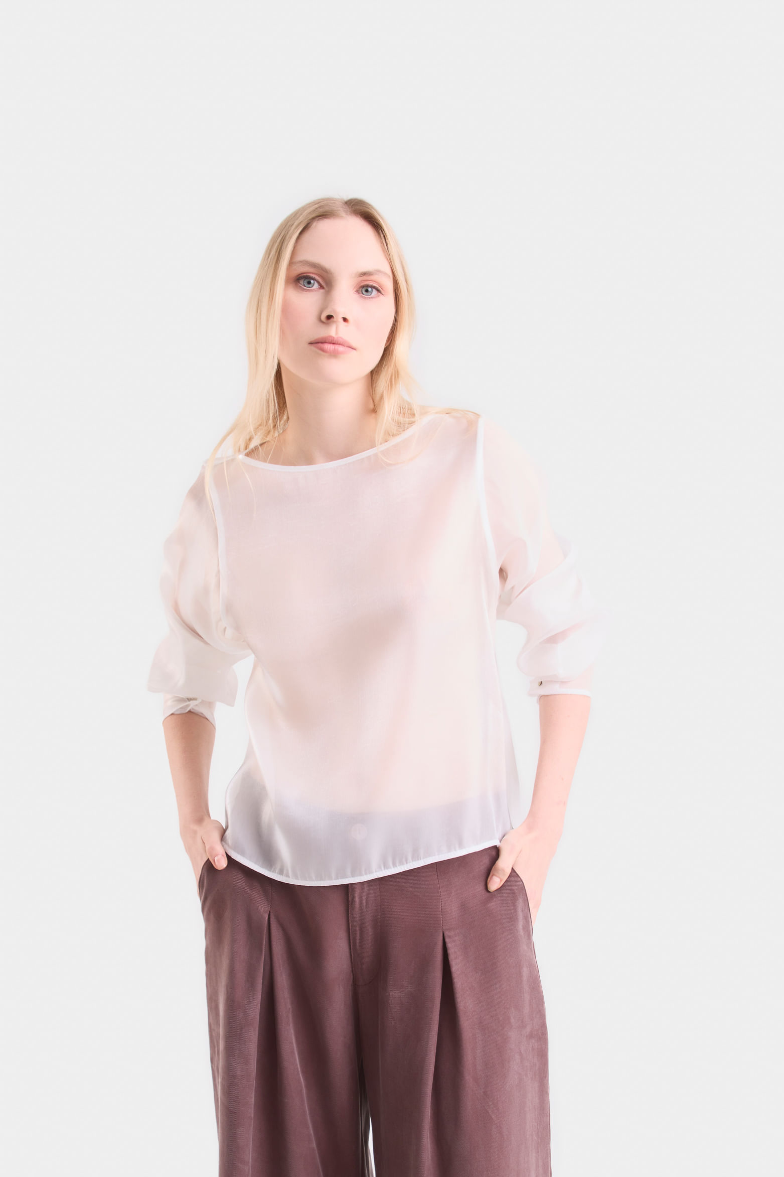 Camisa caltha en tejido de punto para mujer efecto metalizado