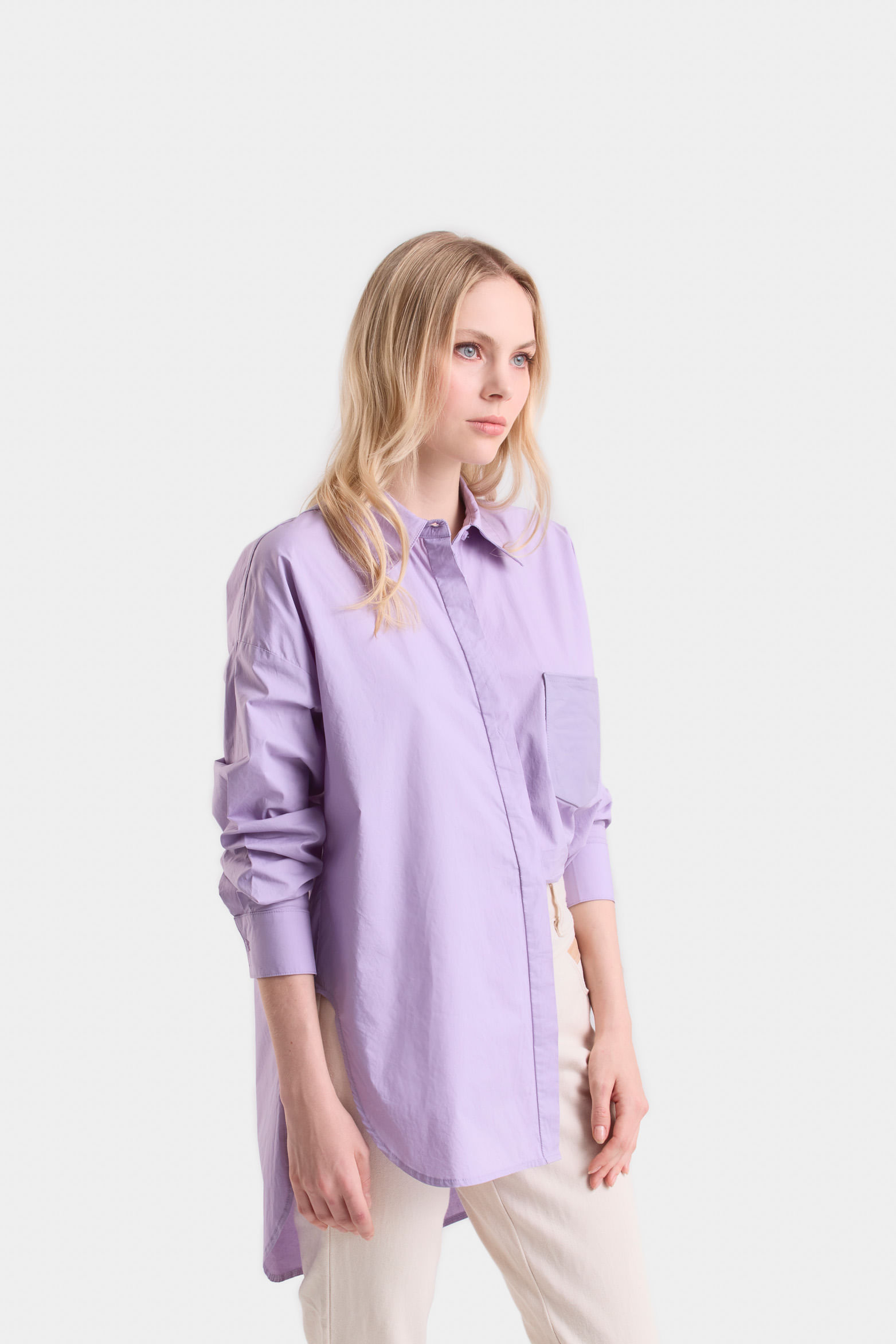 Camisa iris en tejido plano para mujer silueta oversized