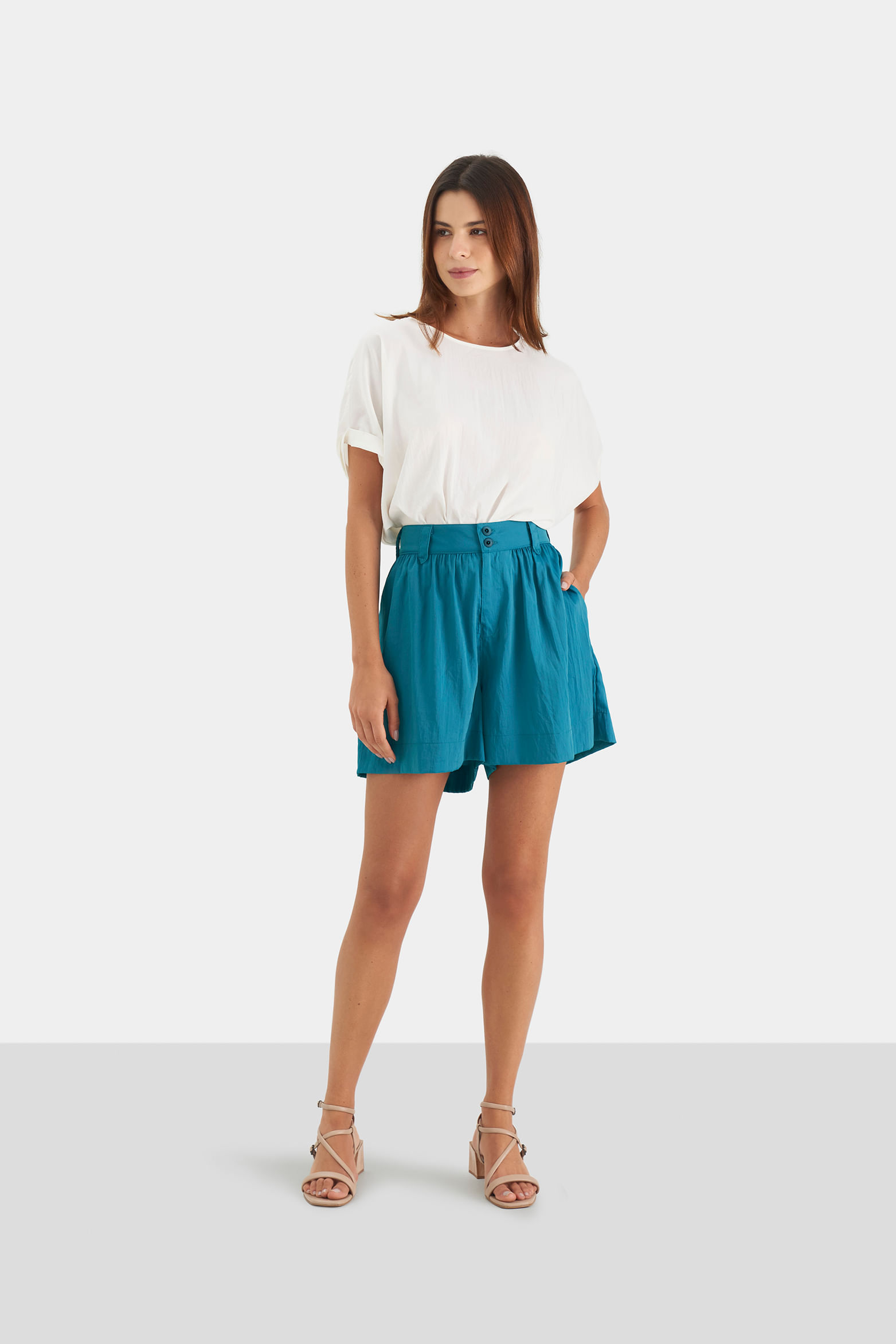 Short venus en tejido plano sostenible para mujer fit holgado