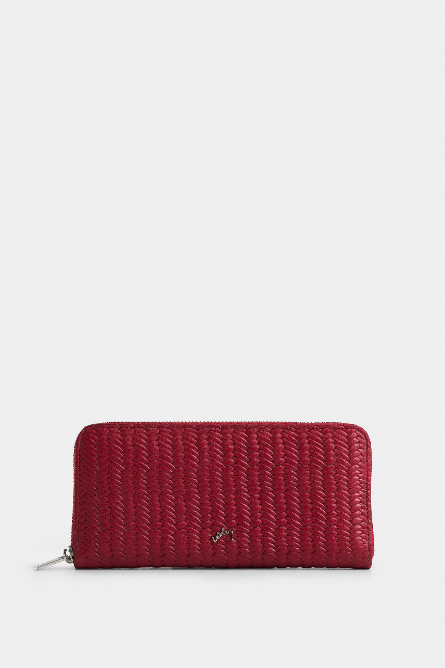 Porta chequera tulia de cuero para mujer grabado canasta