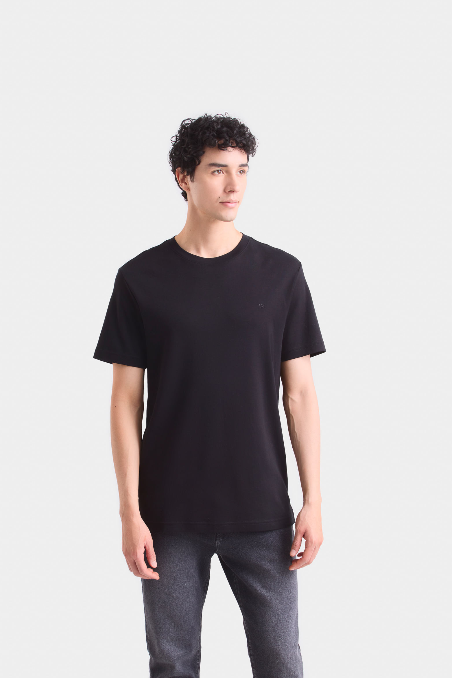 Camiseta perú cuello redondo para hombre basica jersey Negro
