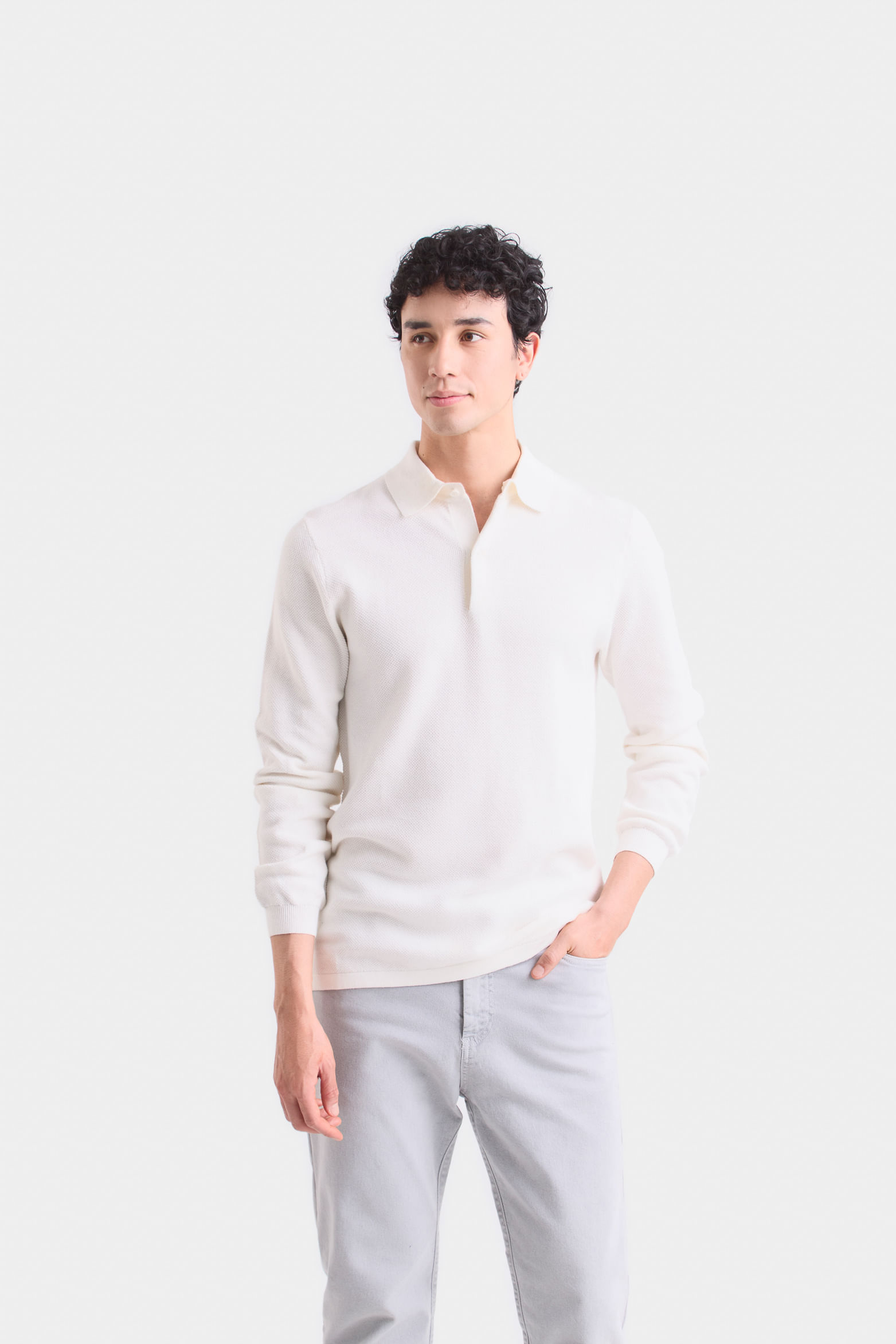 Polo manga larga lugano para hombre semi fitted