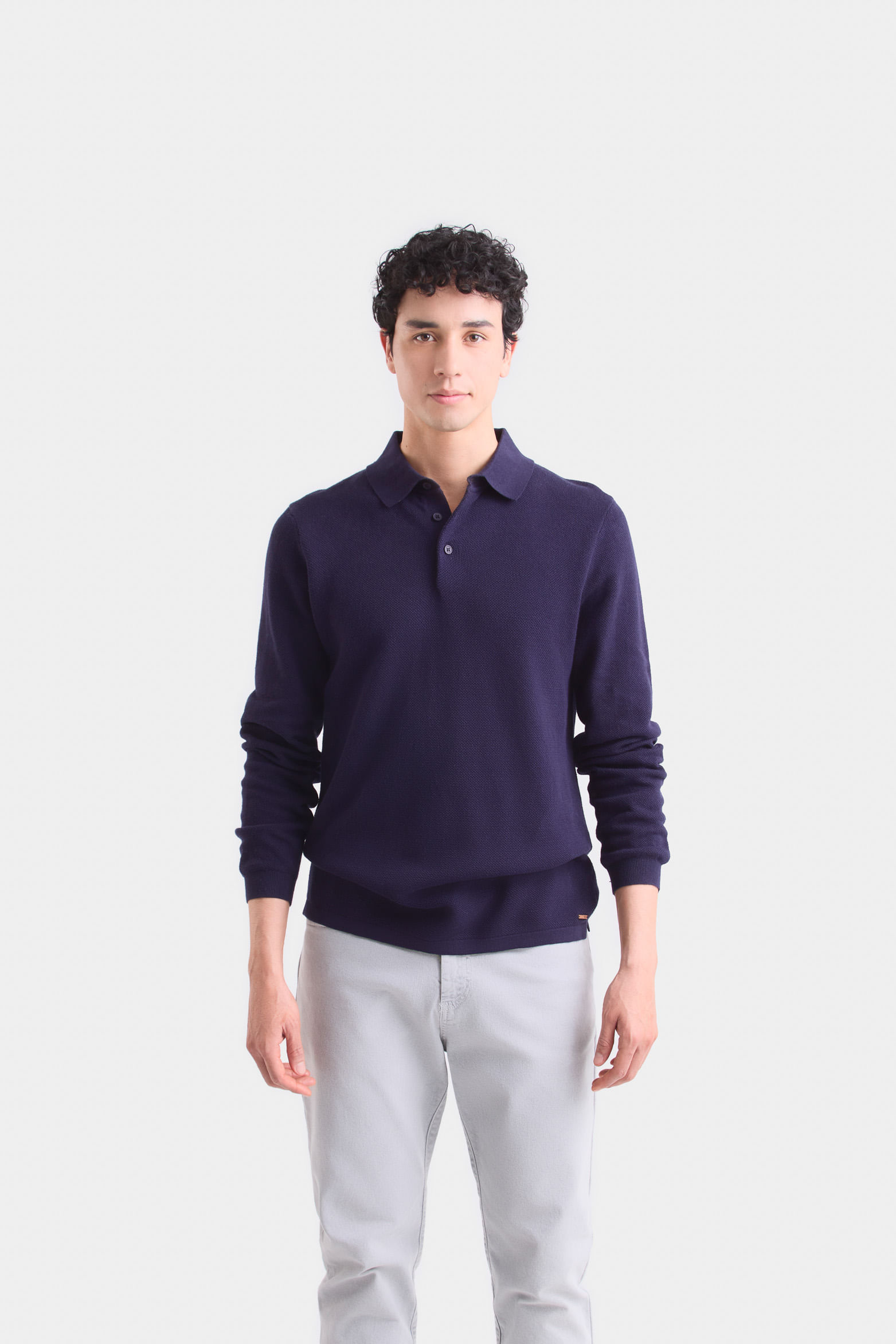 Polo manga larga lugano para hombre semi fitted