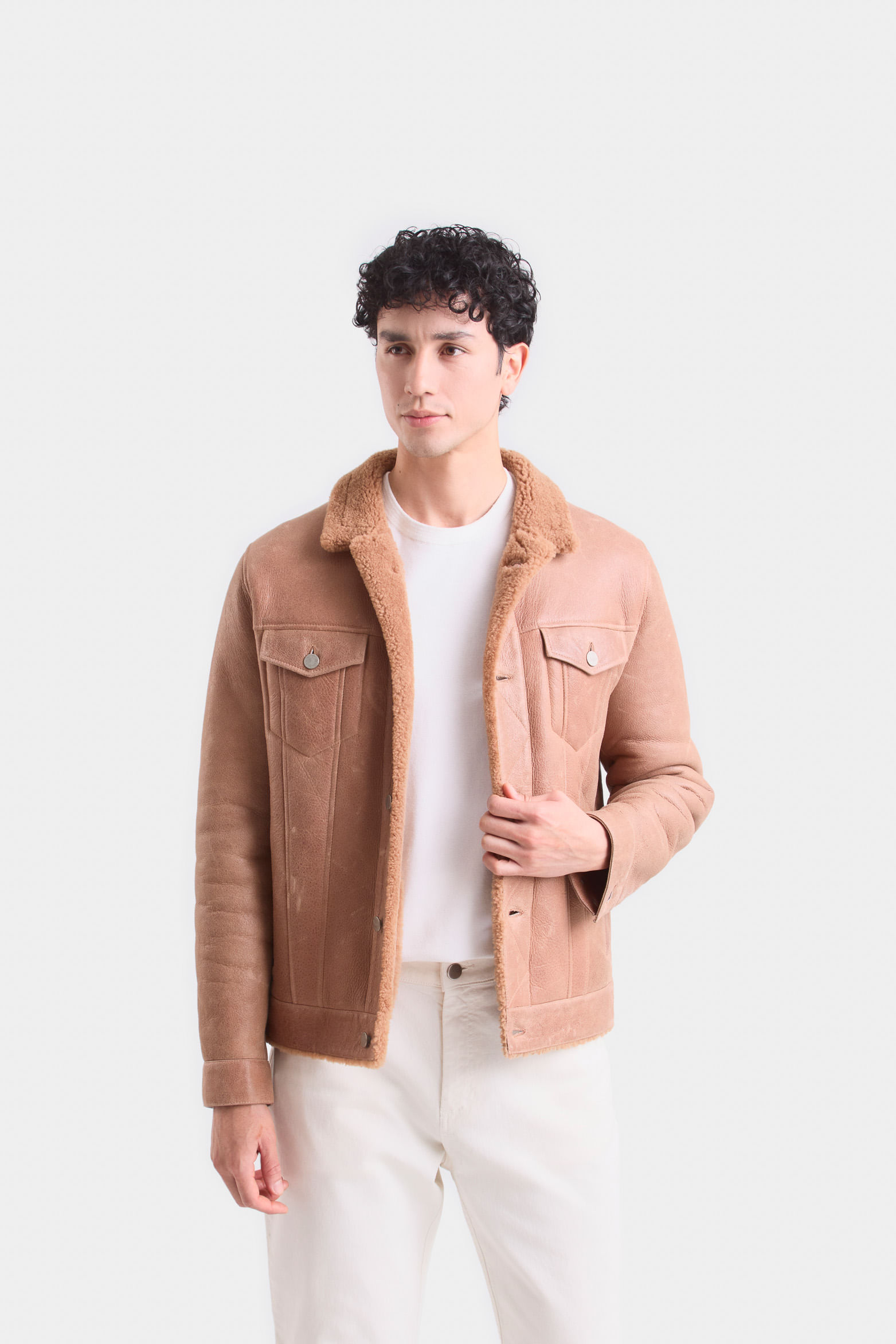 Chaqueta ebro de cuero para hombre silueta trucker