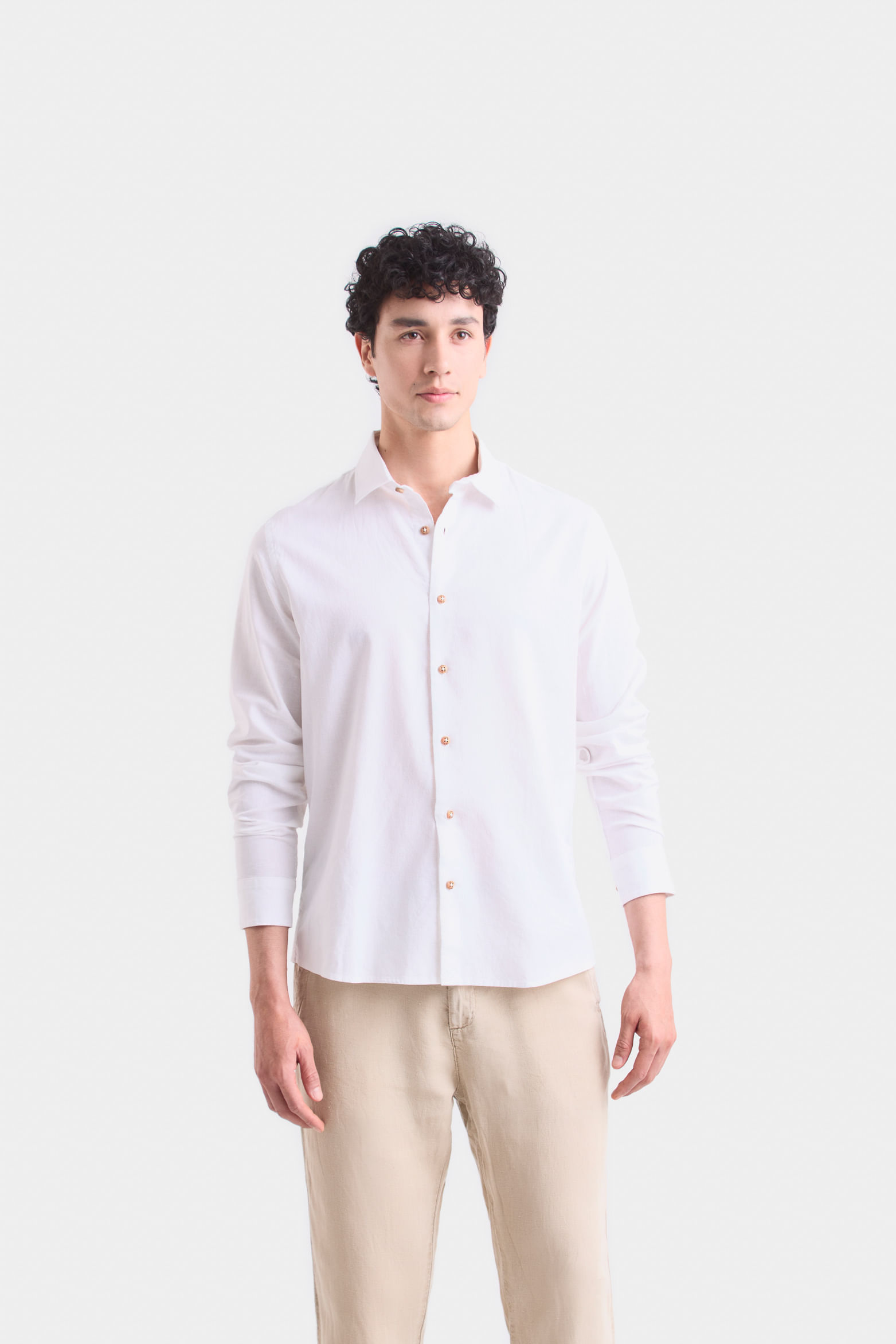 Camisa manga larga en lino para hombre semiffited