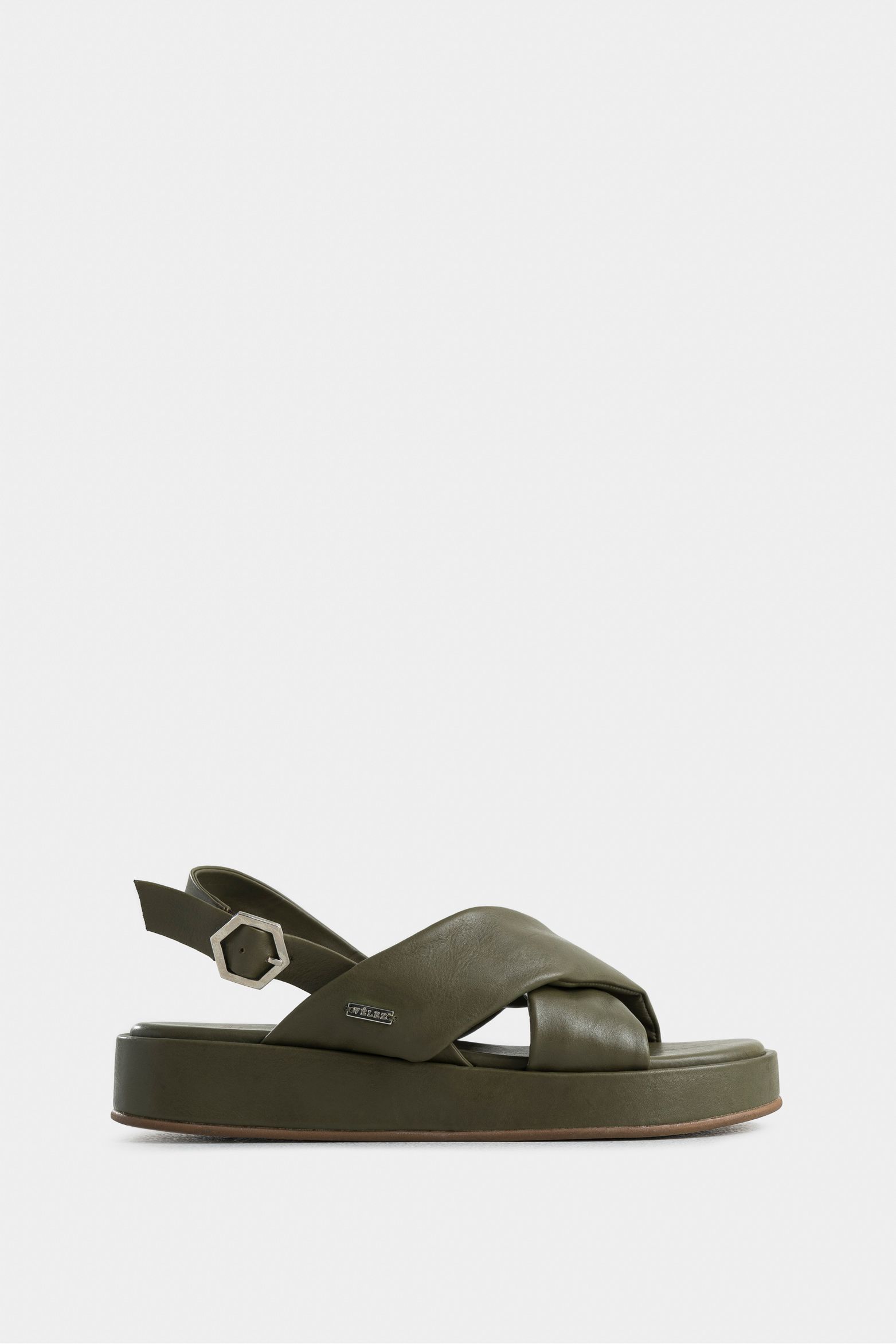 Sandalia plataforma caltha de cuero para mujer amarre con hebilla