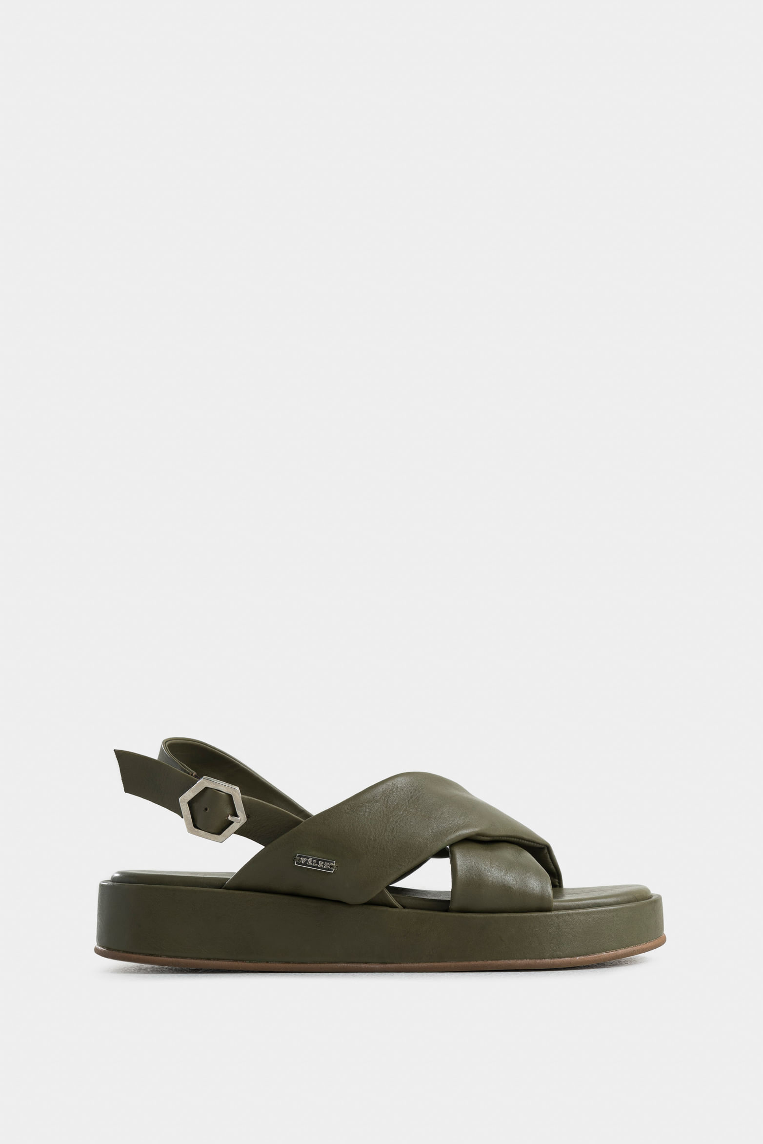 Sandalia plataforma caltha de cuero para mujer amarre con hebilla