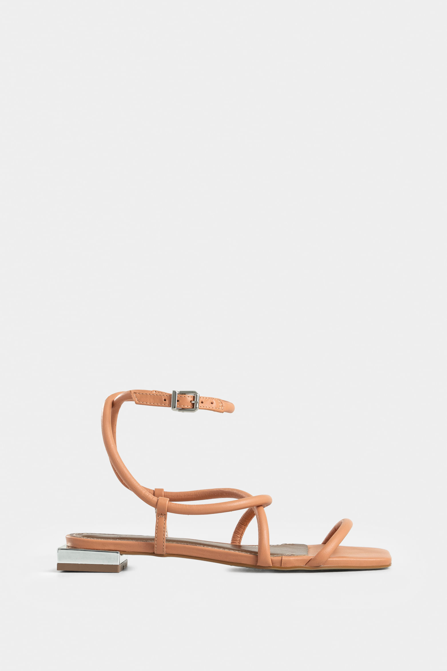 Sandalia plana amanecer de cuero para mujer amarre al tobillo