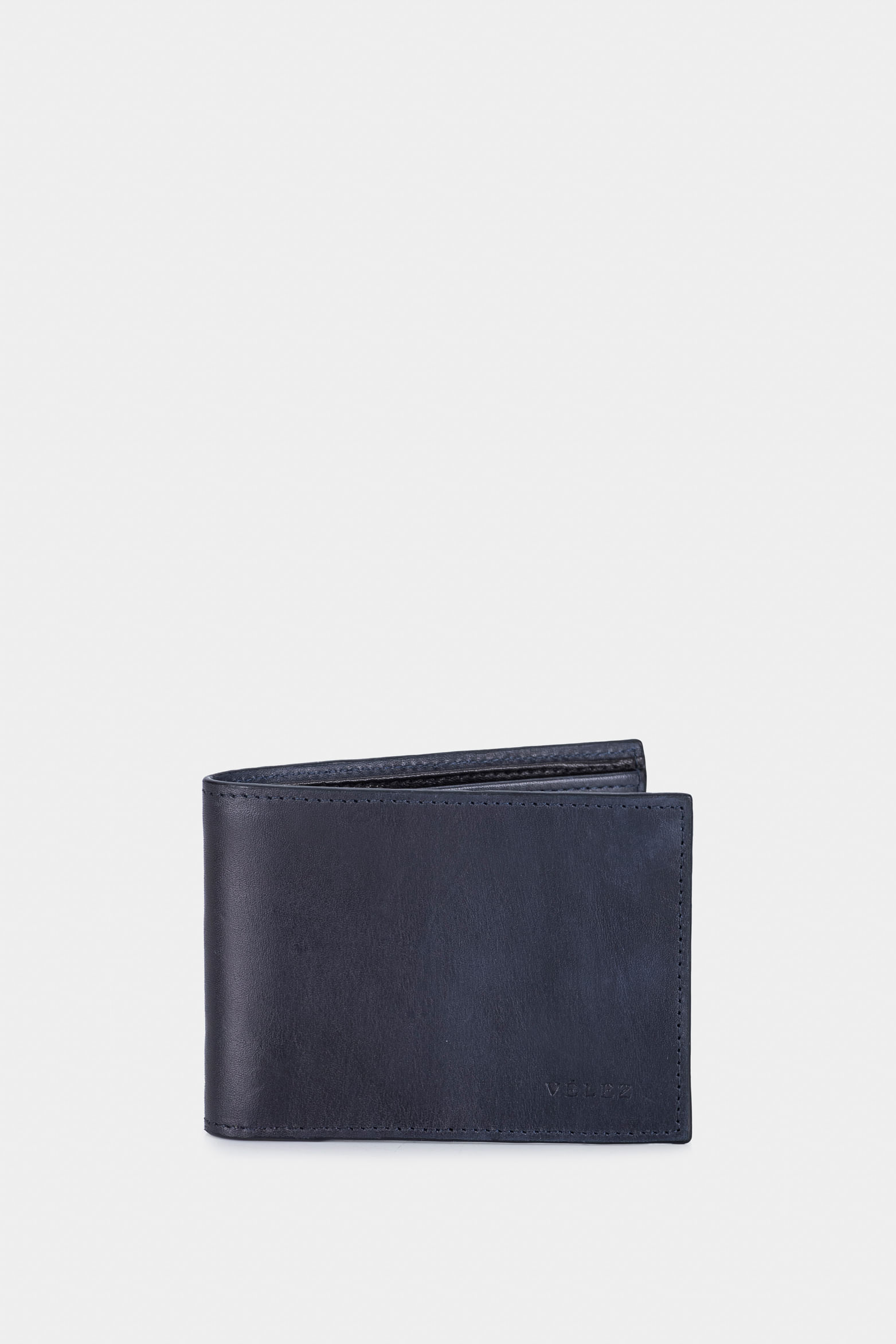 Billetera zafiro de cuero para hombre contraste interno