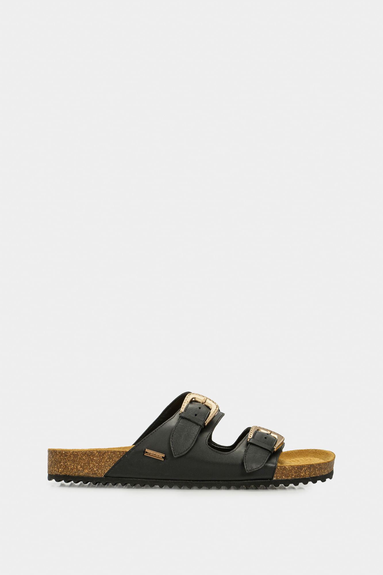 Sandalia plana pilos de cuero para mujer suela corcho