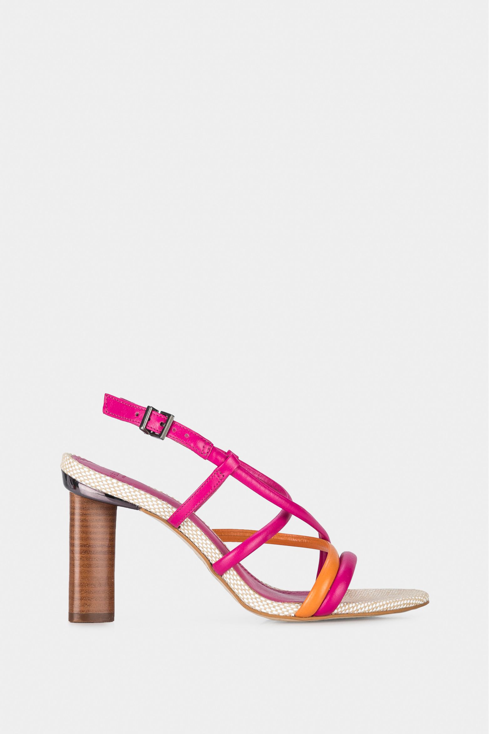 Sandalias tacón daca de cuero para mujer straps sin costuras