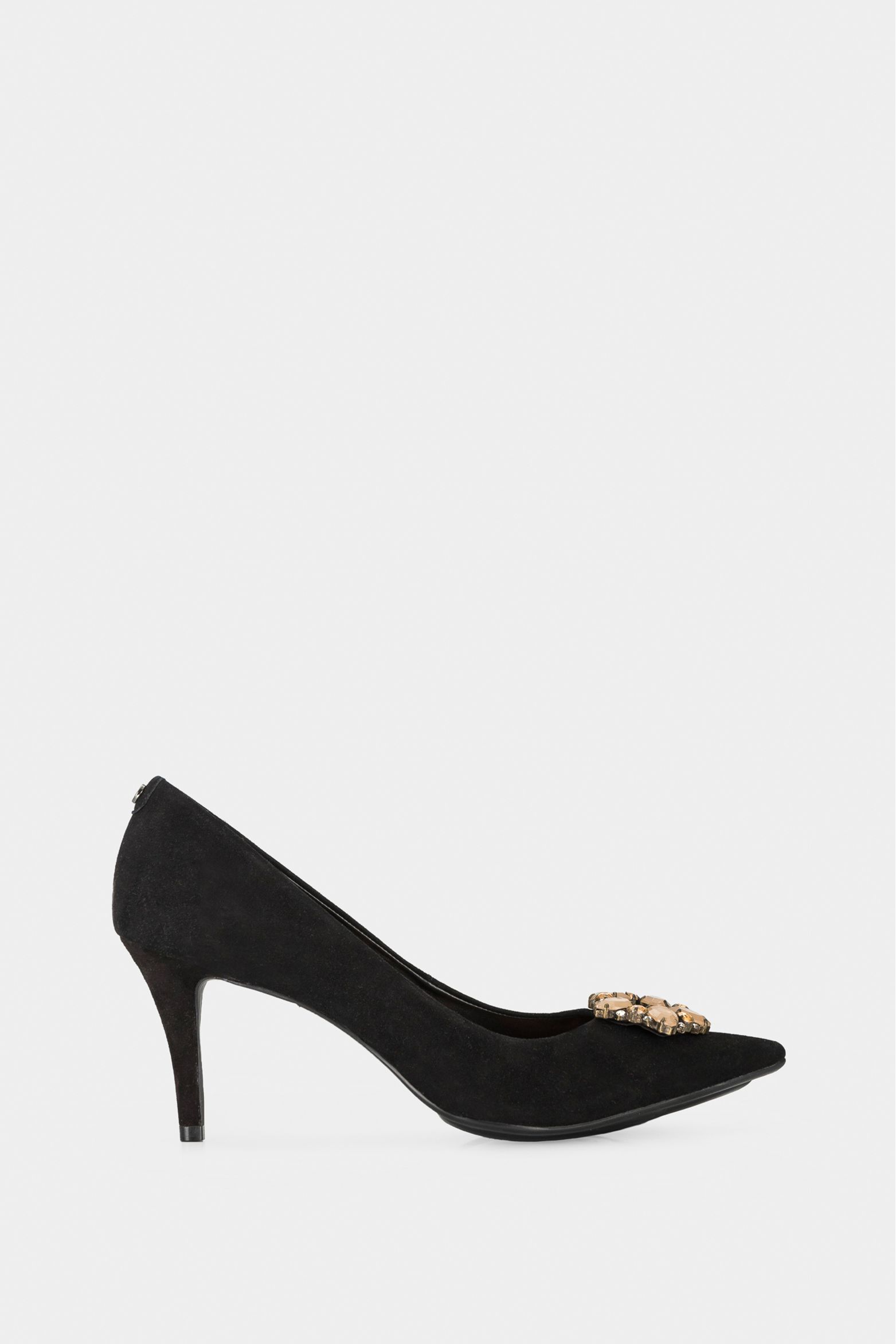 Tacones cerrados lagos de cuero para mujer aplique en pedrería