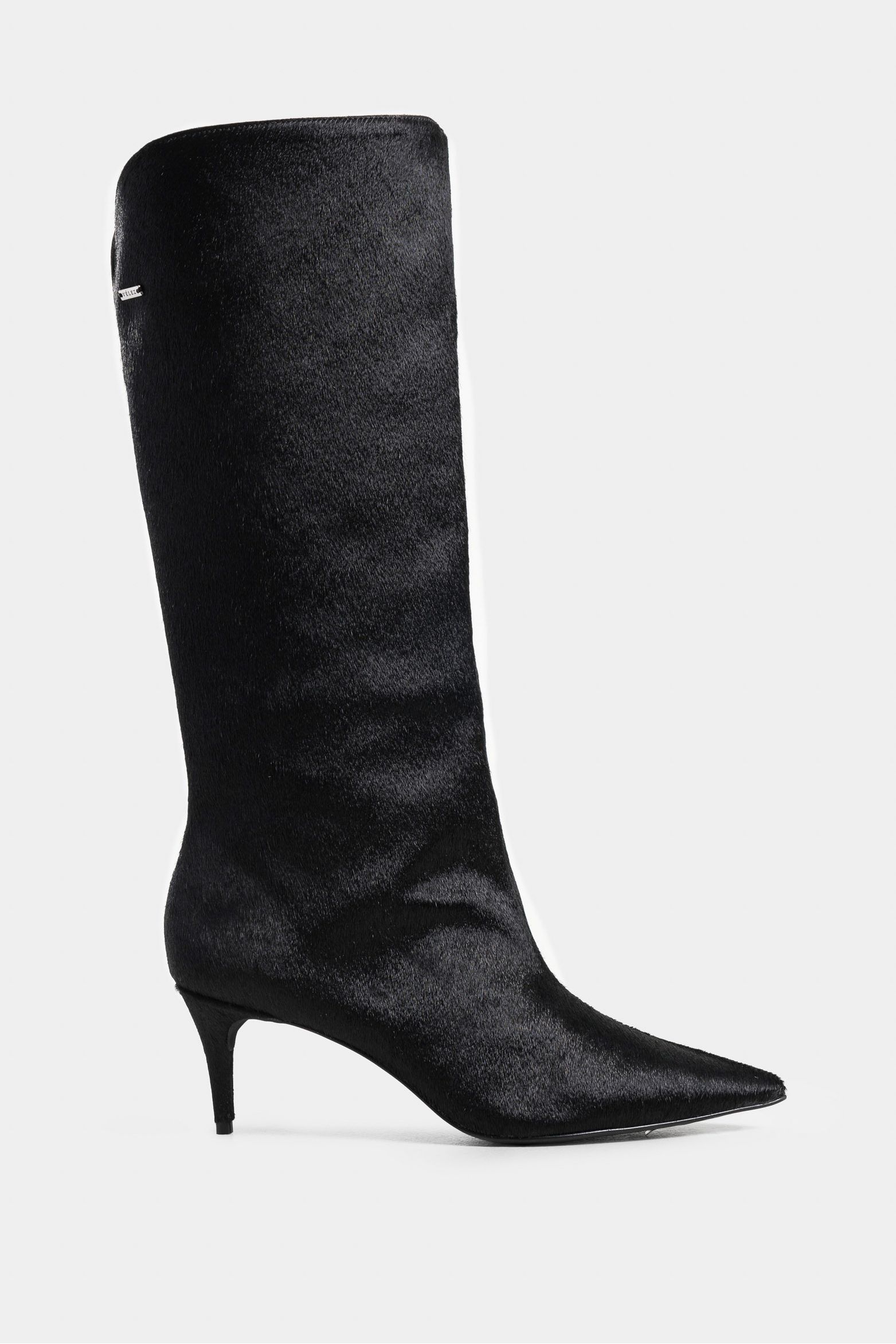 Botas lanceolata de cuero pelo para mujer tacón aguja